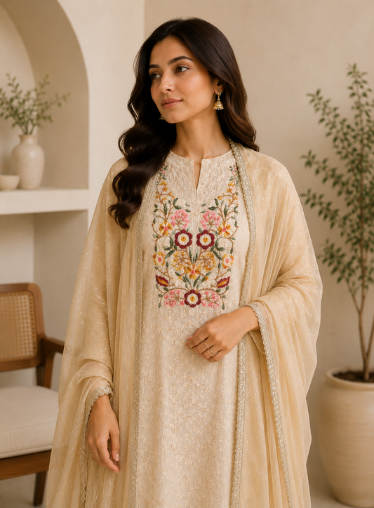 Chic Hakoba Embroidered Suit