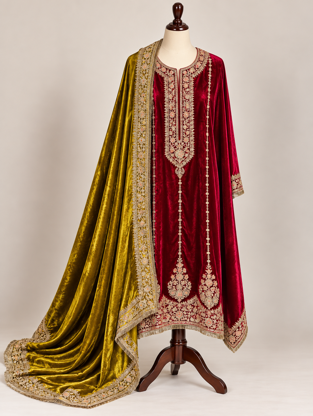 Embroidered Velvet Ensemble