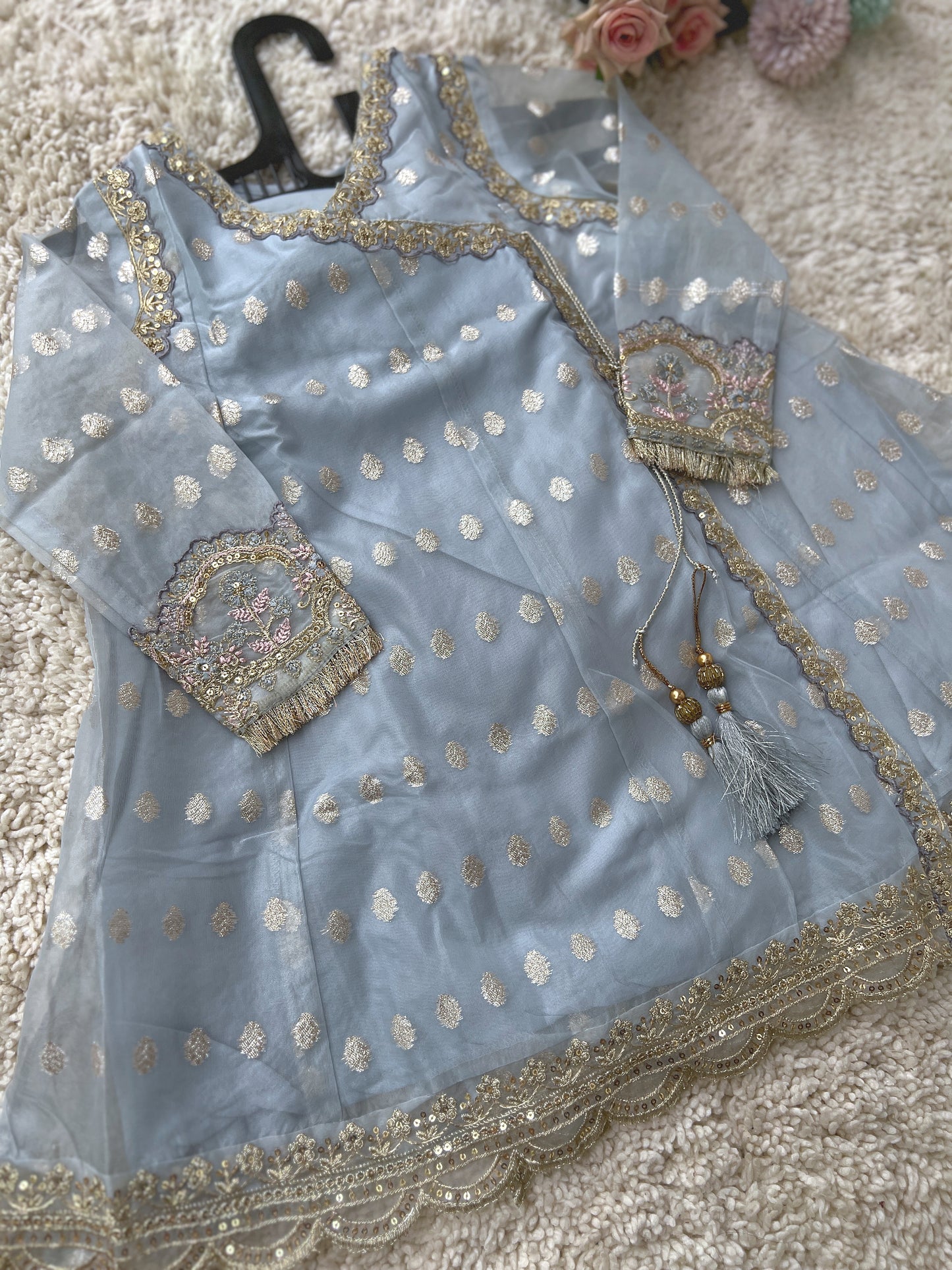 Sparkle in Grey — Kids Ethnic Sharara Outfit
