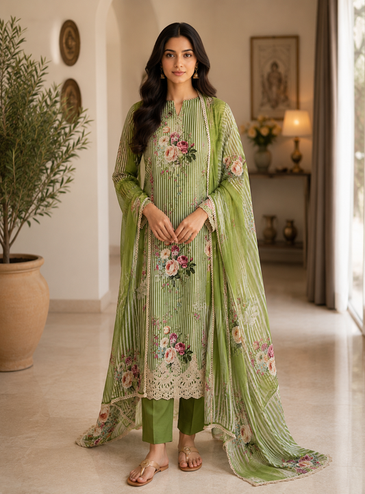 Striped Grace with Cutwork Detail
