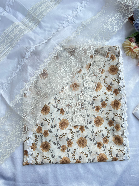 Floral Prints suits with Dedicated Lace