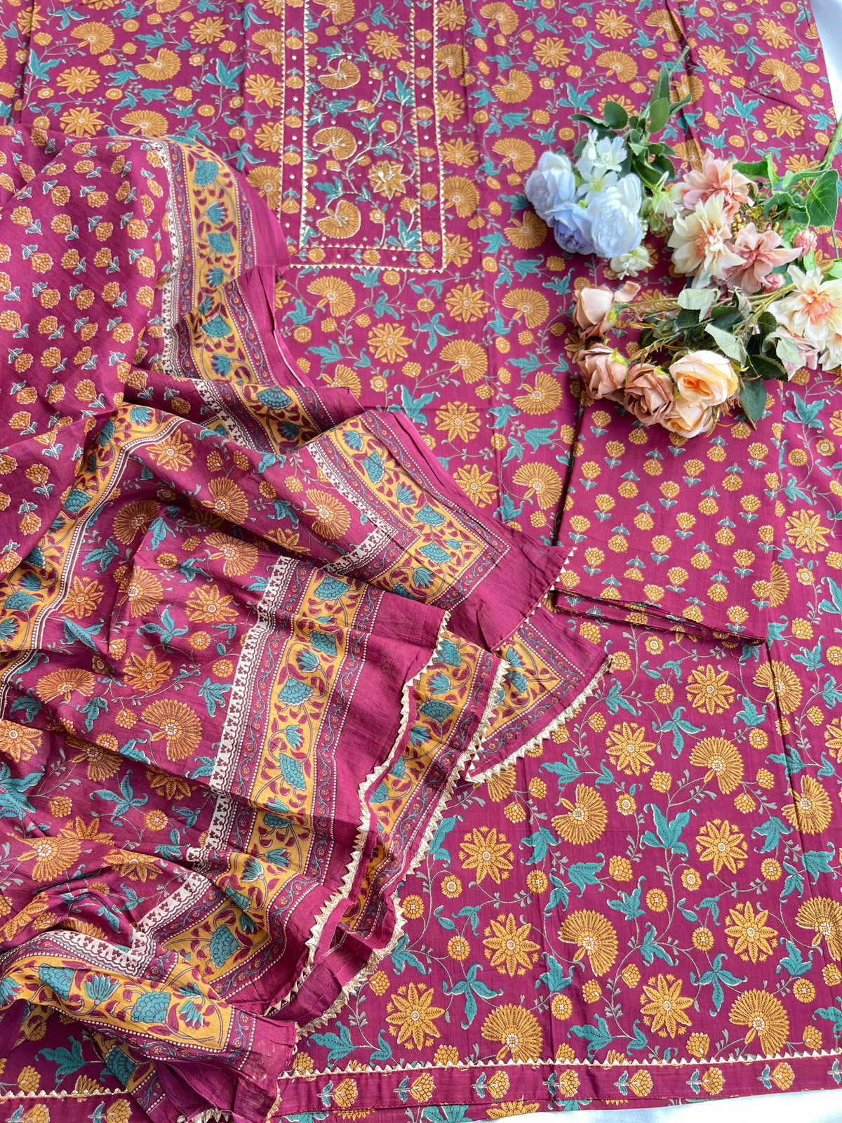 Handblock Prints with Delicate Handwork