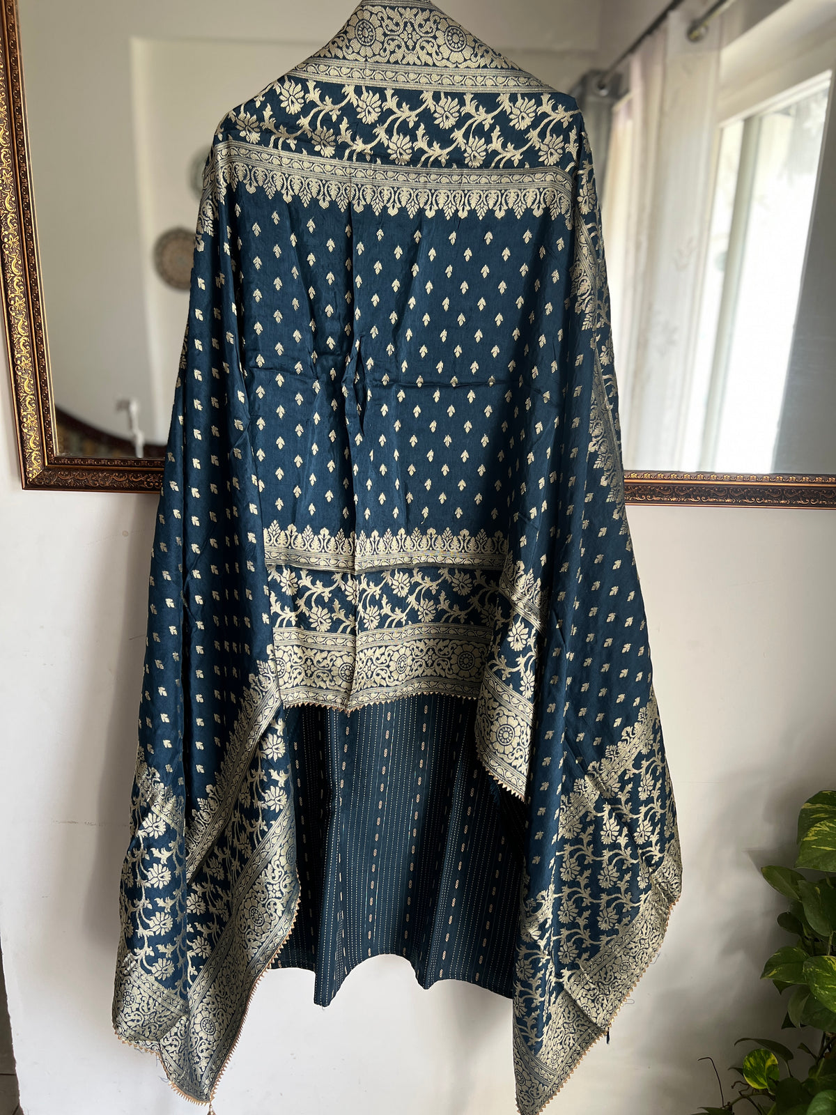 Navy Blue Handloom Hand Work Suit