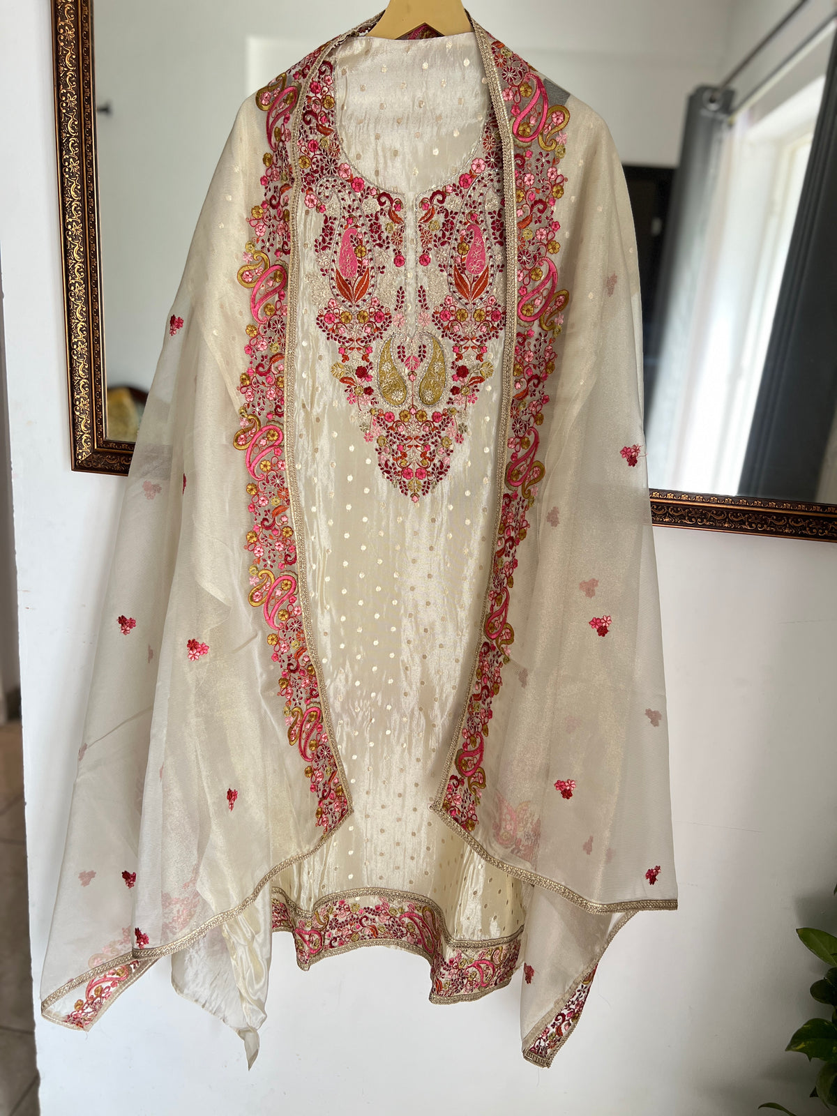 Premium Shimmer Silk Elegance with Embroidered Detailing