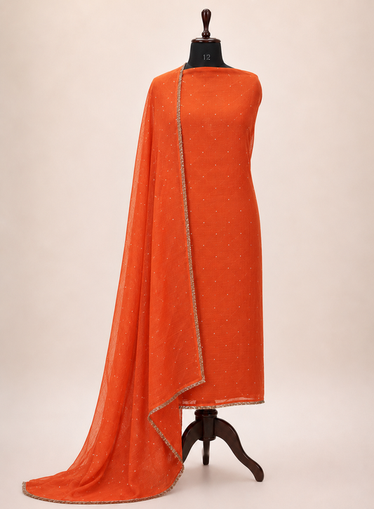 Kota Doriya Mukesh Work Unstitched Suit Set