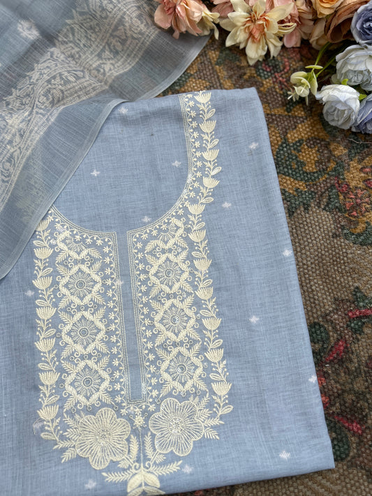 Soft-Toned Linen Sets with Intricate Thread Work