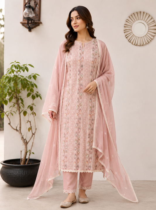 Chikankari Elegance in Mal Chanderi ✨