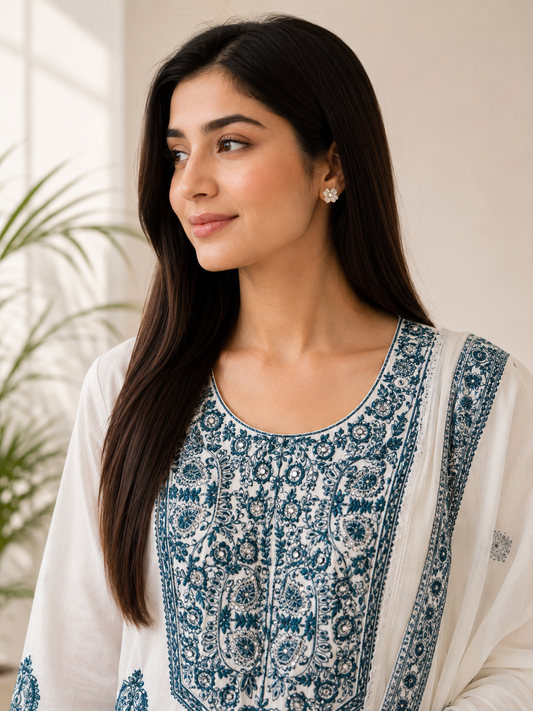 Chikankari-Inspired Cotton Set ✨