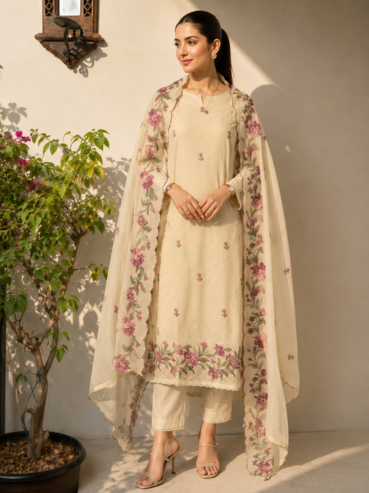 Cross-Stitched Inspired Cotton Elegance