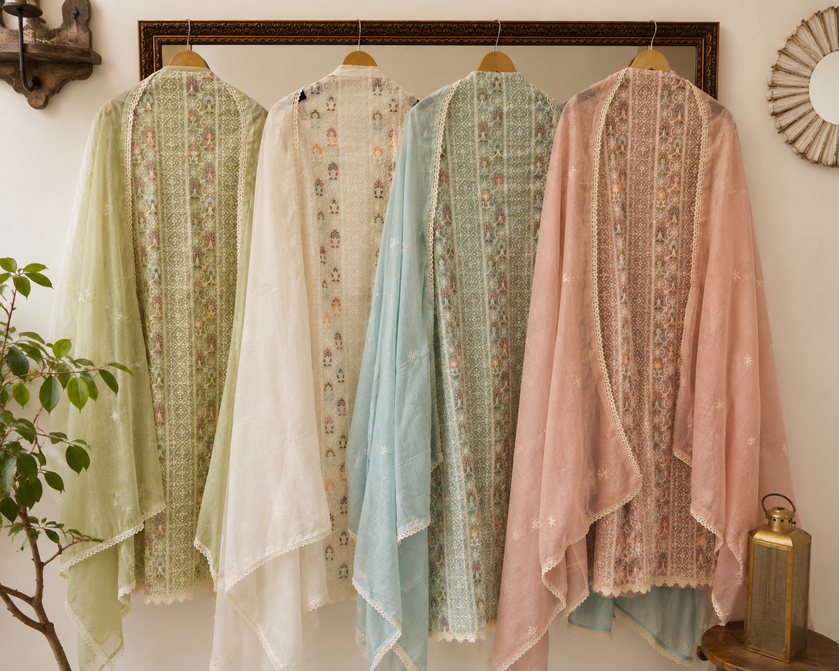Chikankari Elegance in Mal Chanderi ✨