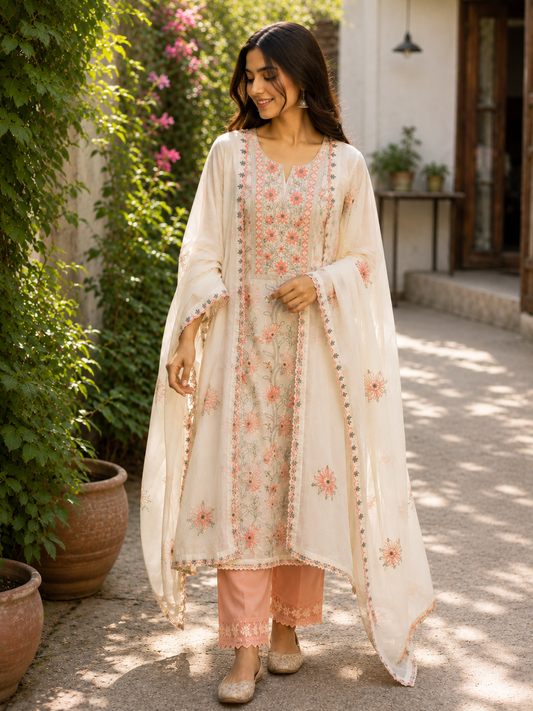 Pure Cotton Chikankari-Inspired Suit