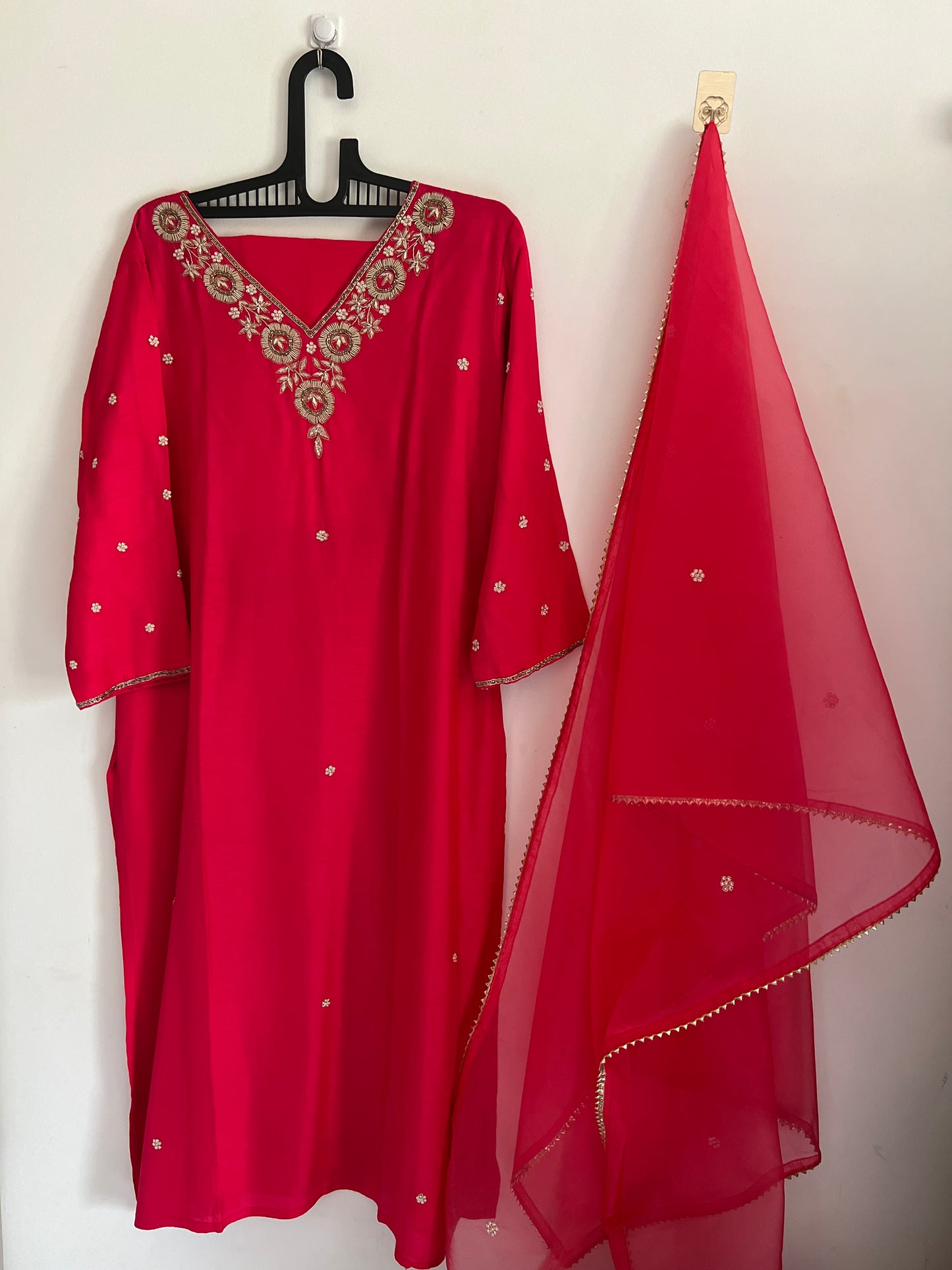 Dark Pink Dola Silk Suit with Handwork Ready to wear Salwar suit