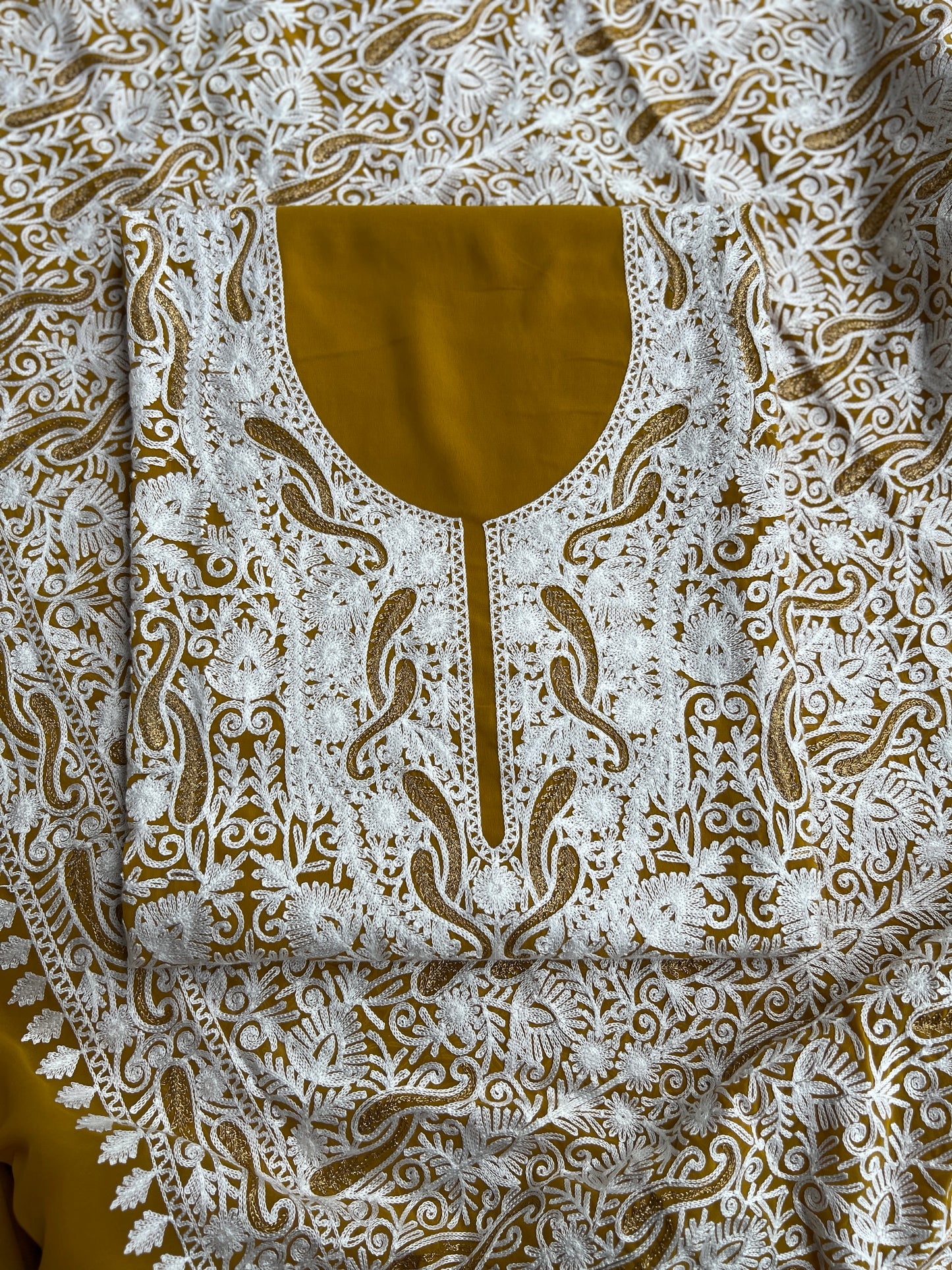Royal Mustard Kashmiri Embroidery on Georgette