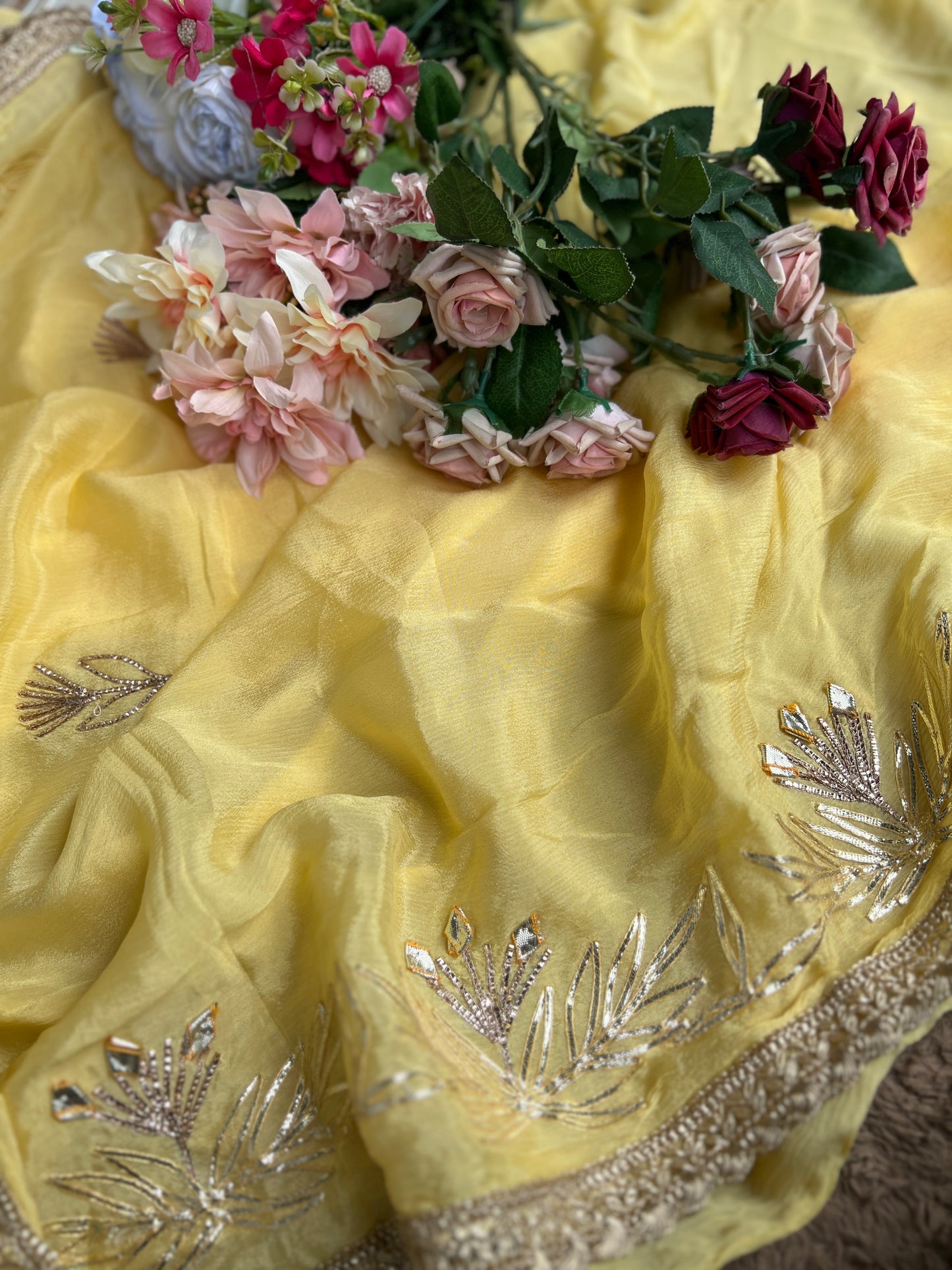 Golden Yellow Charm – Exquisite Handwork Suit