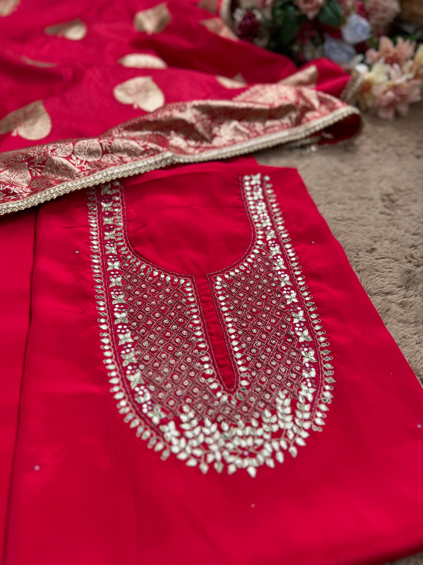 Festive Red Charm with Exquisite Handwork
