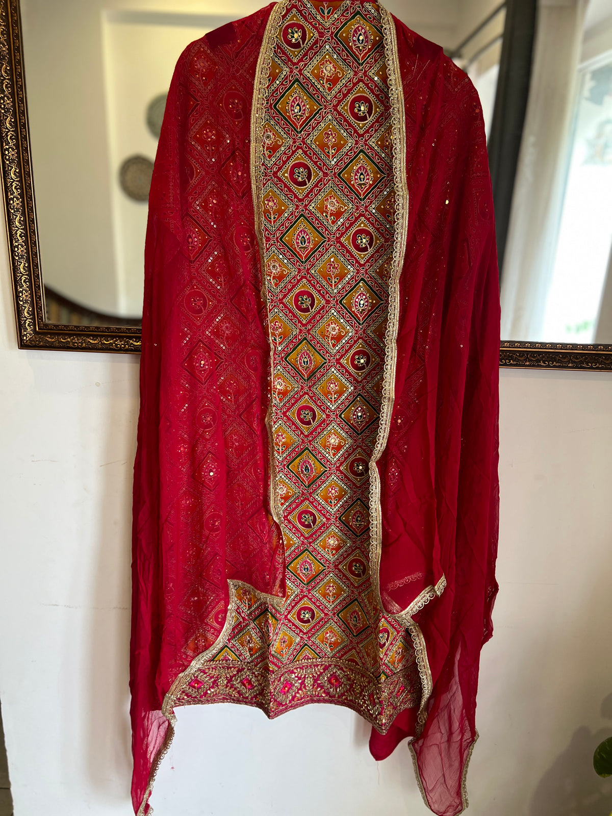 Heavy Embellished Russian Silk Suit Set