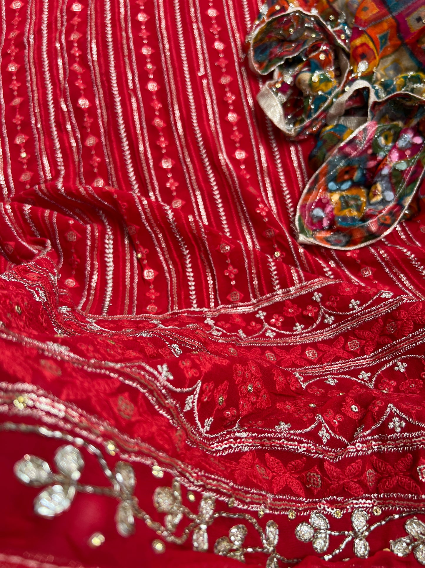 Elegant Georgette Chikankari Suit with Handcrafted Dupatta
