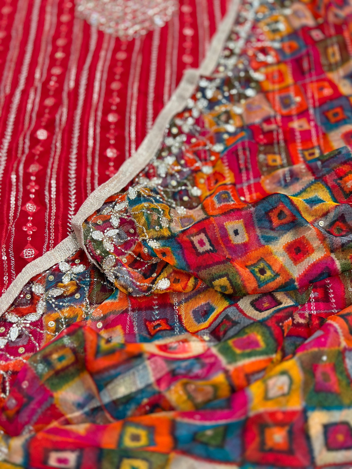 Elegant Georgette Chikankari Suit with Handcrafted Dupatta