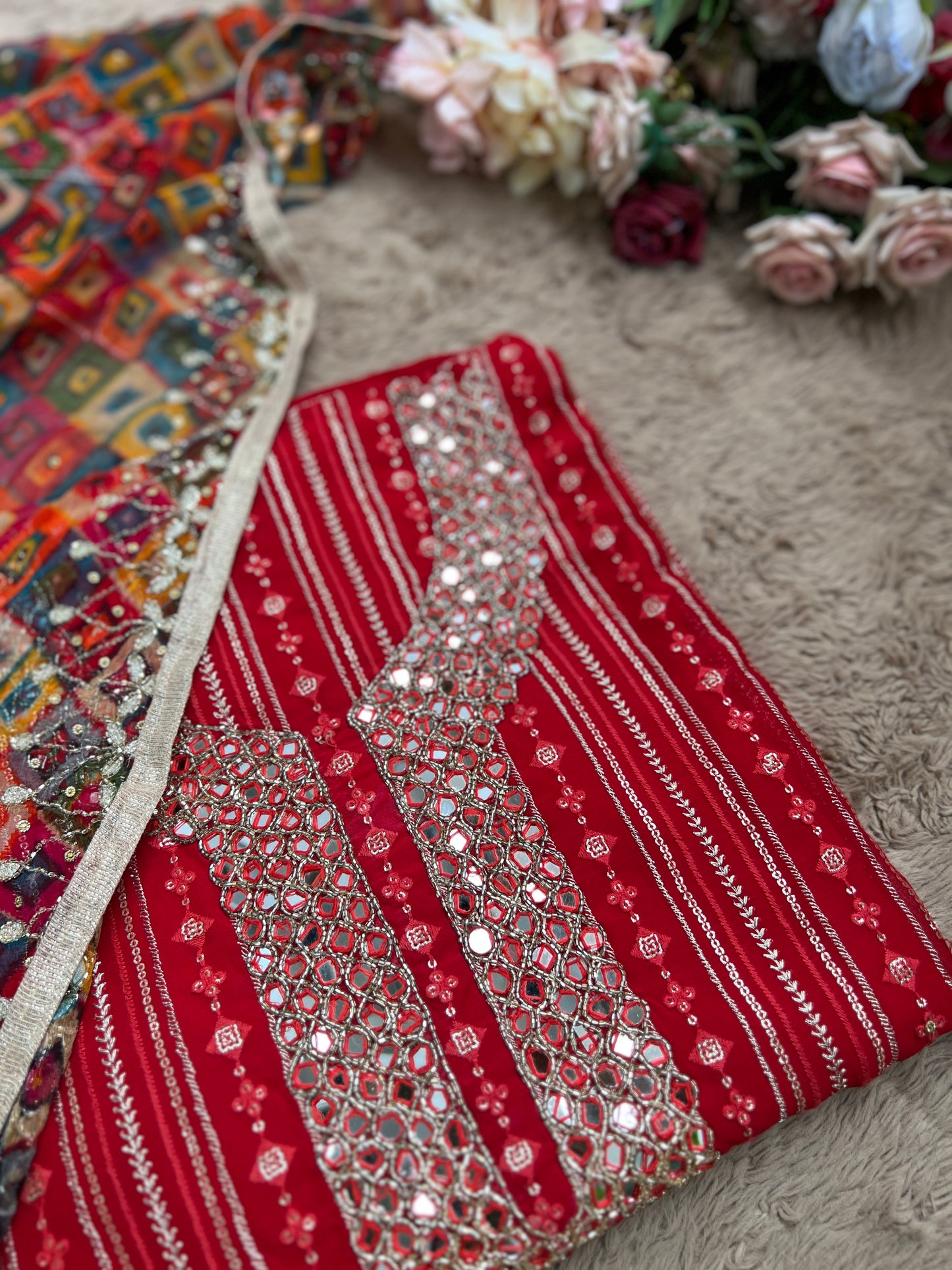 Elegant Georgette Chikankari Suit with Handcrafted Dupatta