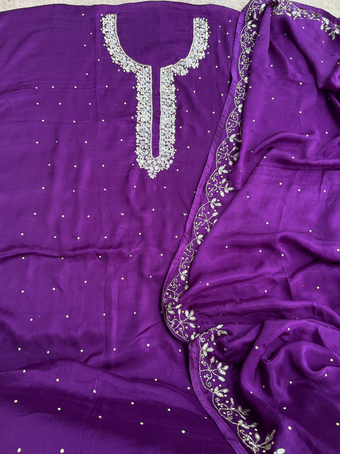 Majestic Purple – Premium Chinnon with Kalkatta Handwork