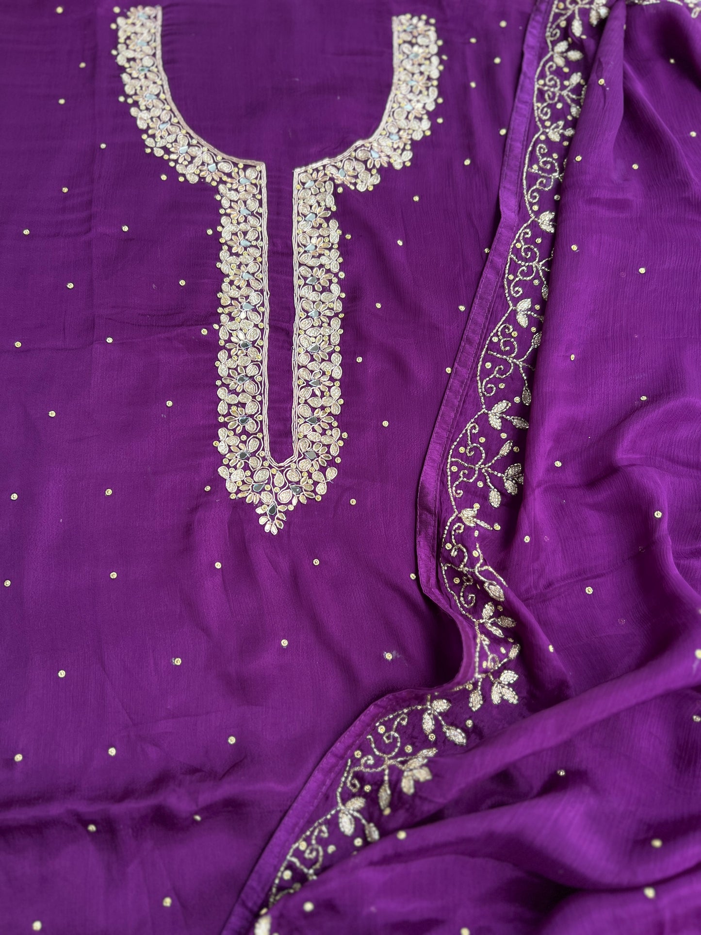 Majestic Purple – Premium Chinnon with Kalkatta Handwork