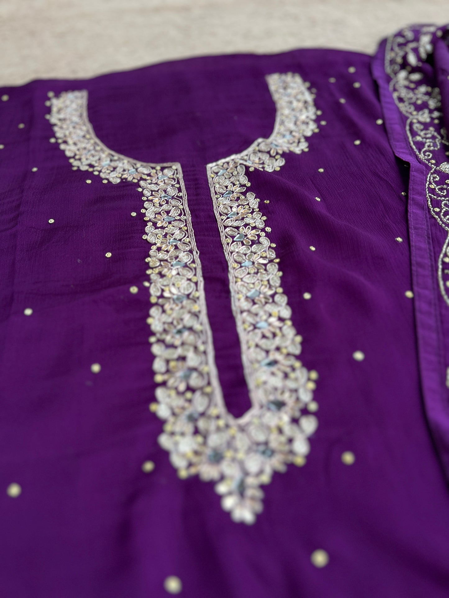 Majestic Purple – Premium Chinnon with Kalkatta Handwork