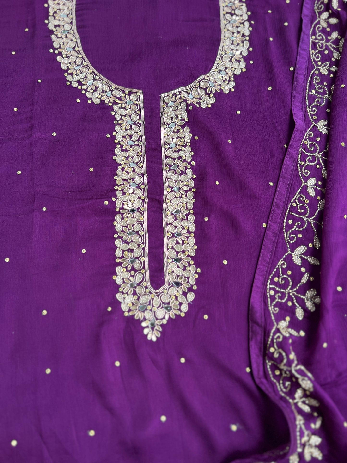 Majestic Purple – Premium Chinnon with Kalkatta Handwork
