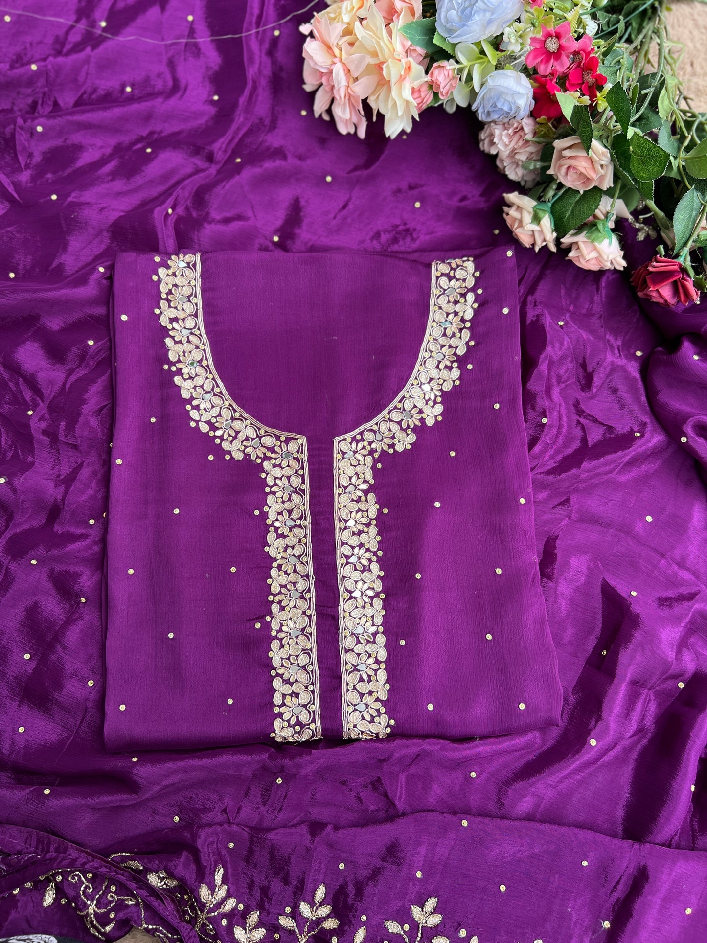 Majestic Purple – Premium Chinnon with Kalkatta Handwork