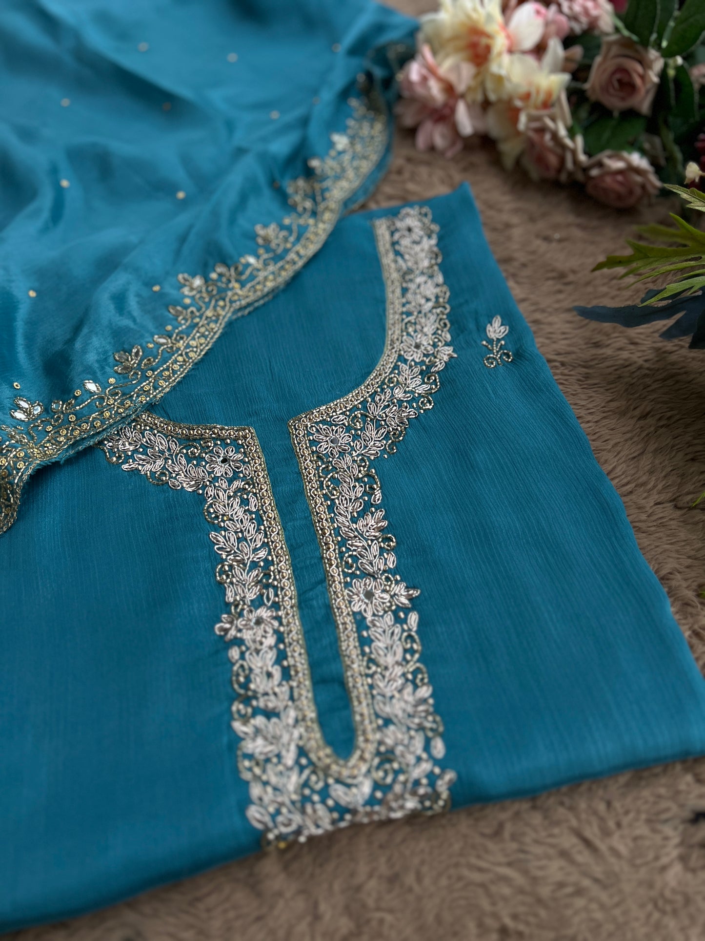 Teal Elegance – Chinnon Handwork Ensemble