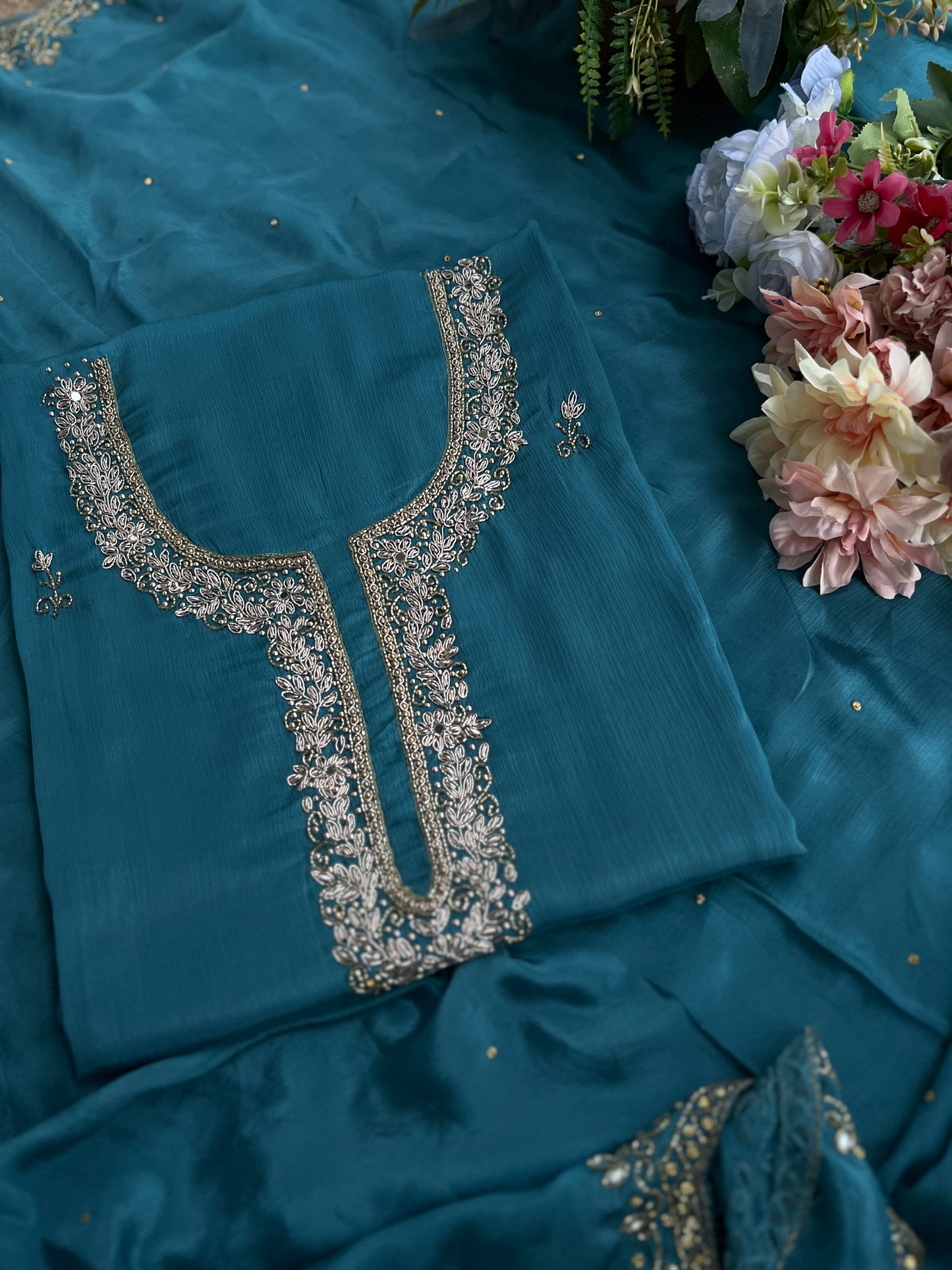 Teal Elegance – Chinnon Handwork Ensemble