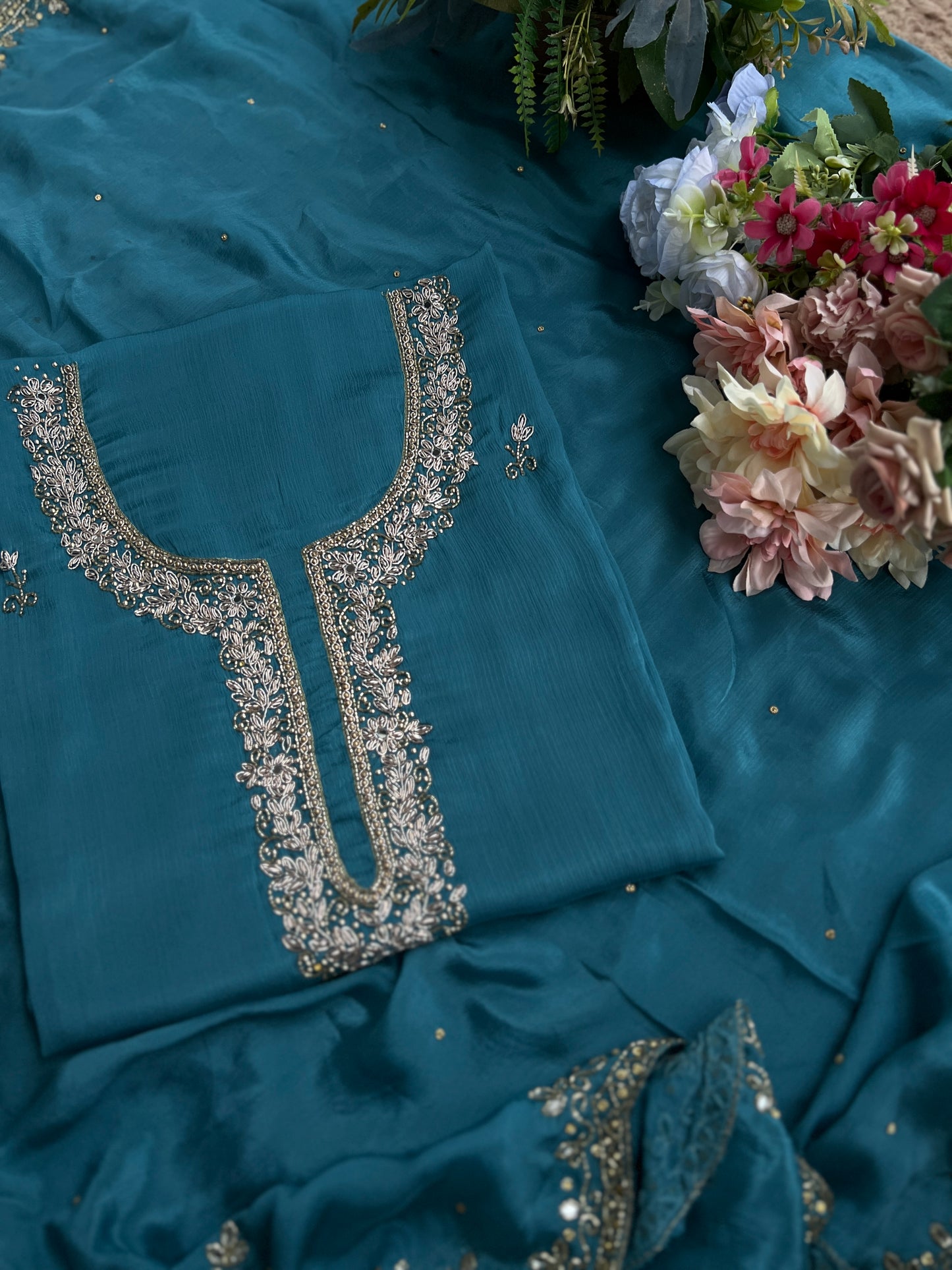 Teal Elegance – Chinnon Handwork Ensemble