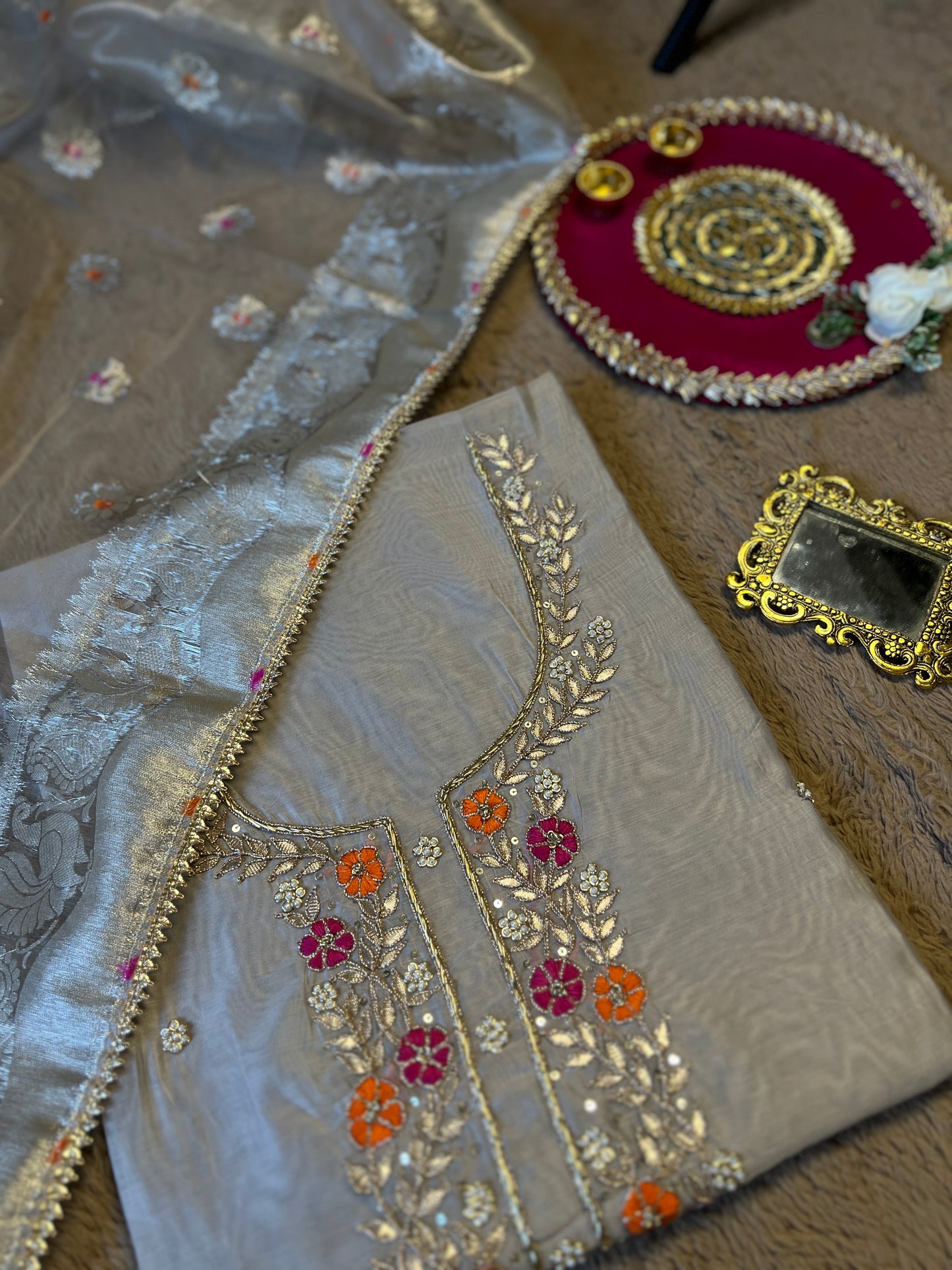 Ivory Glow – Chanderi Silk with Tissue Dupatta ✨