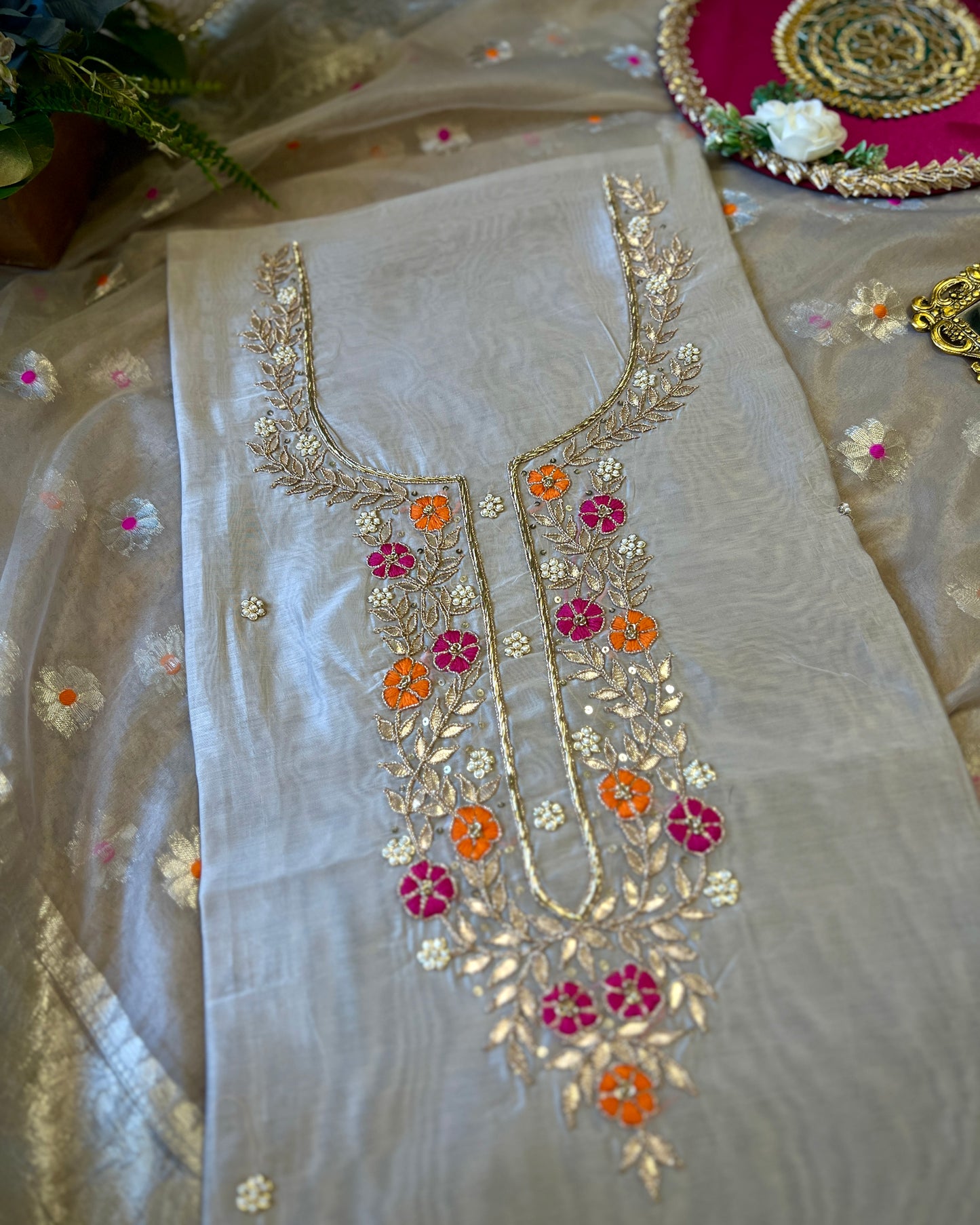 Ivory Glow – Chanderi Silk with Tissue Dupatta ✨