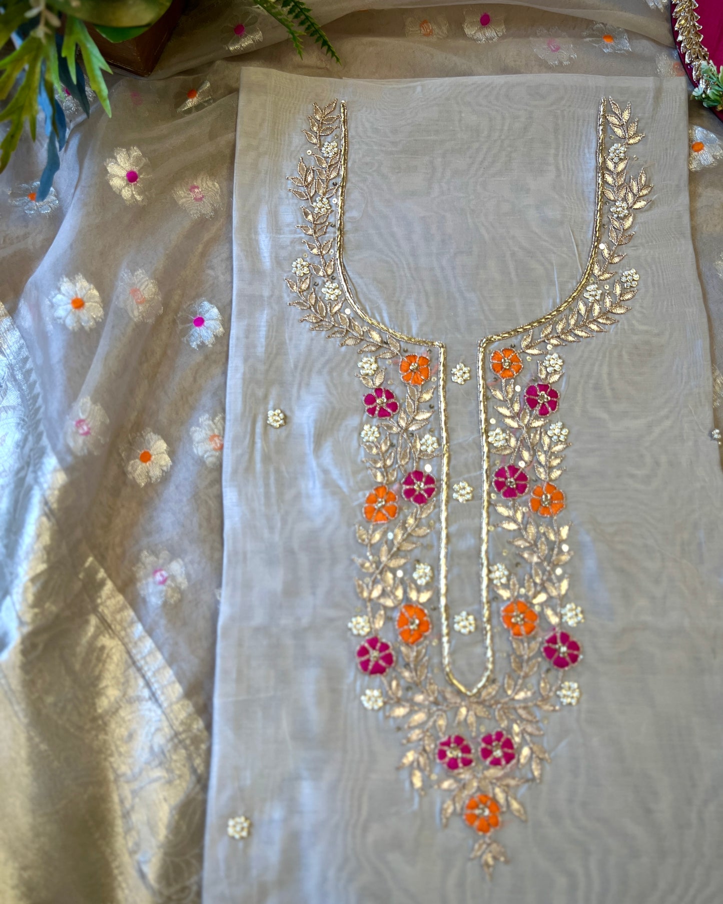 Ivory Glow – Chanderi Silk with Tissue Dupatta ✨