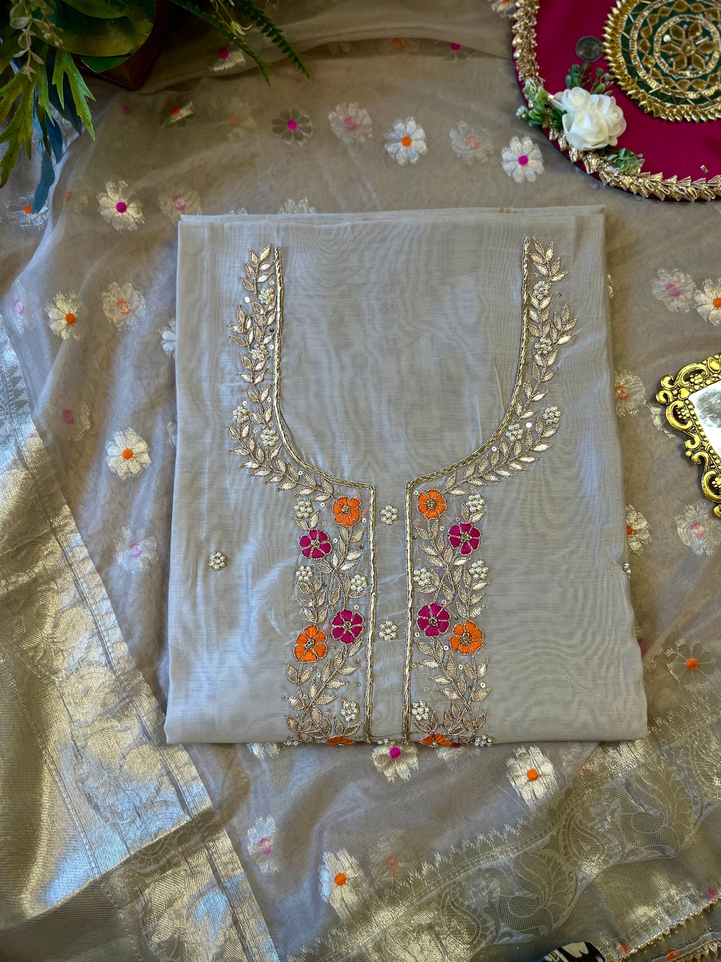 Ivory Glow – Chanderi Silk with Tissue Dupatta ✨