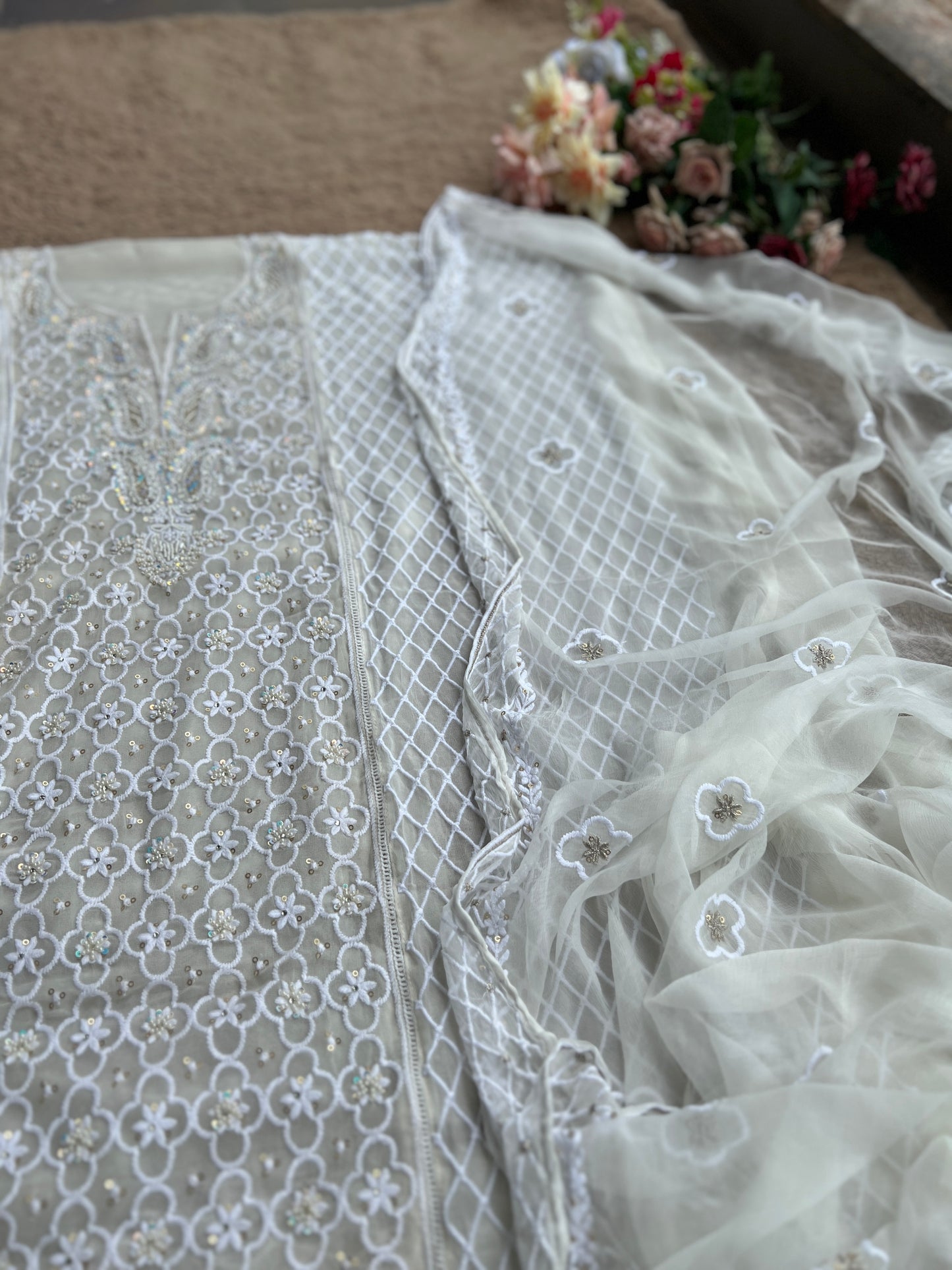 Exclusive Georgette Chikankari Salwar Suit with Intricate Handwork & Pure Dupatta