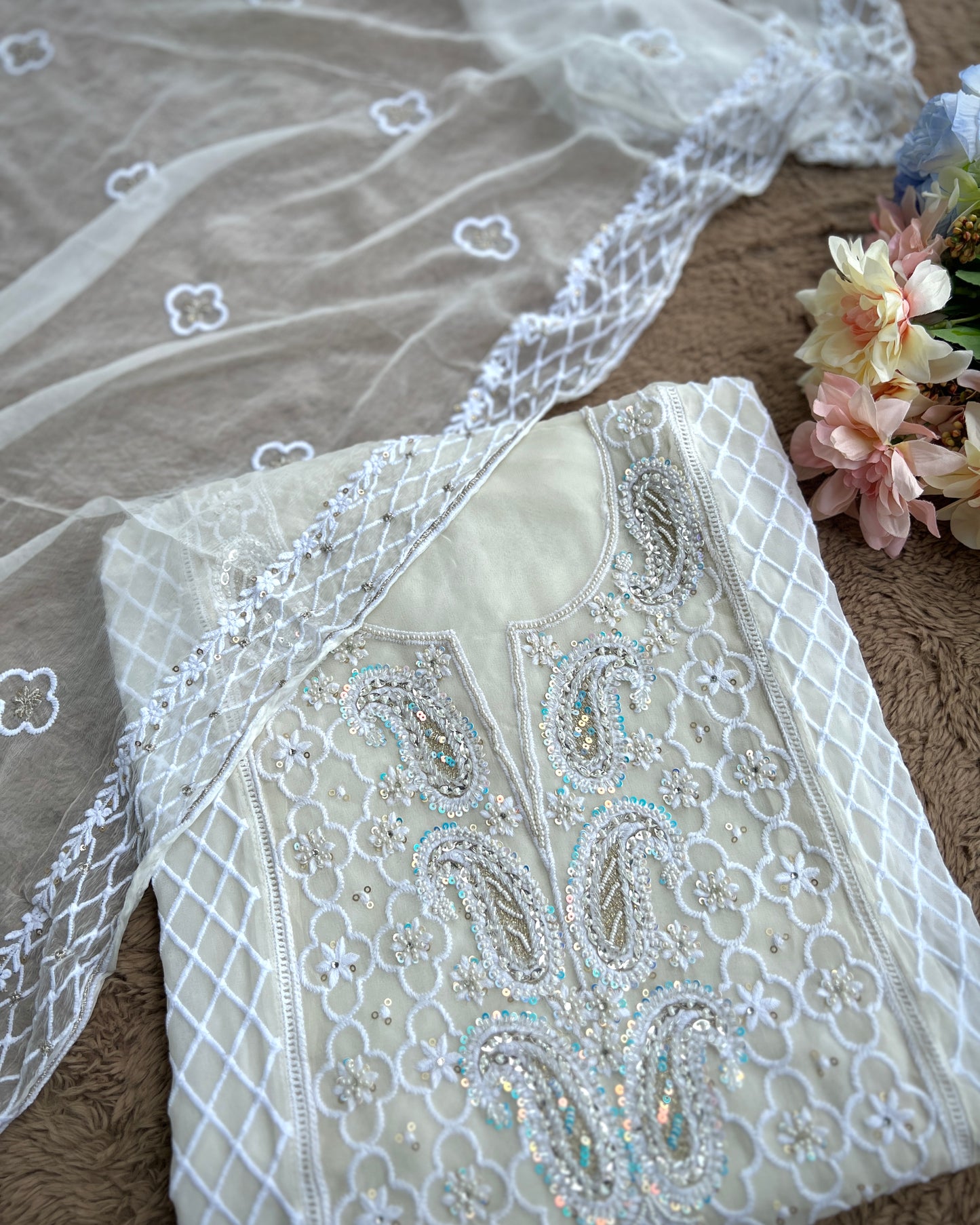 Exclusive Georgette Chikankari Salwar Suit with Intricate Handwork & Pure Dupatta