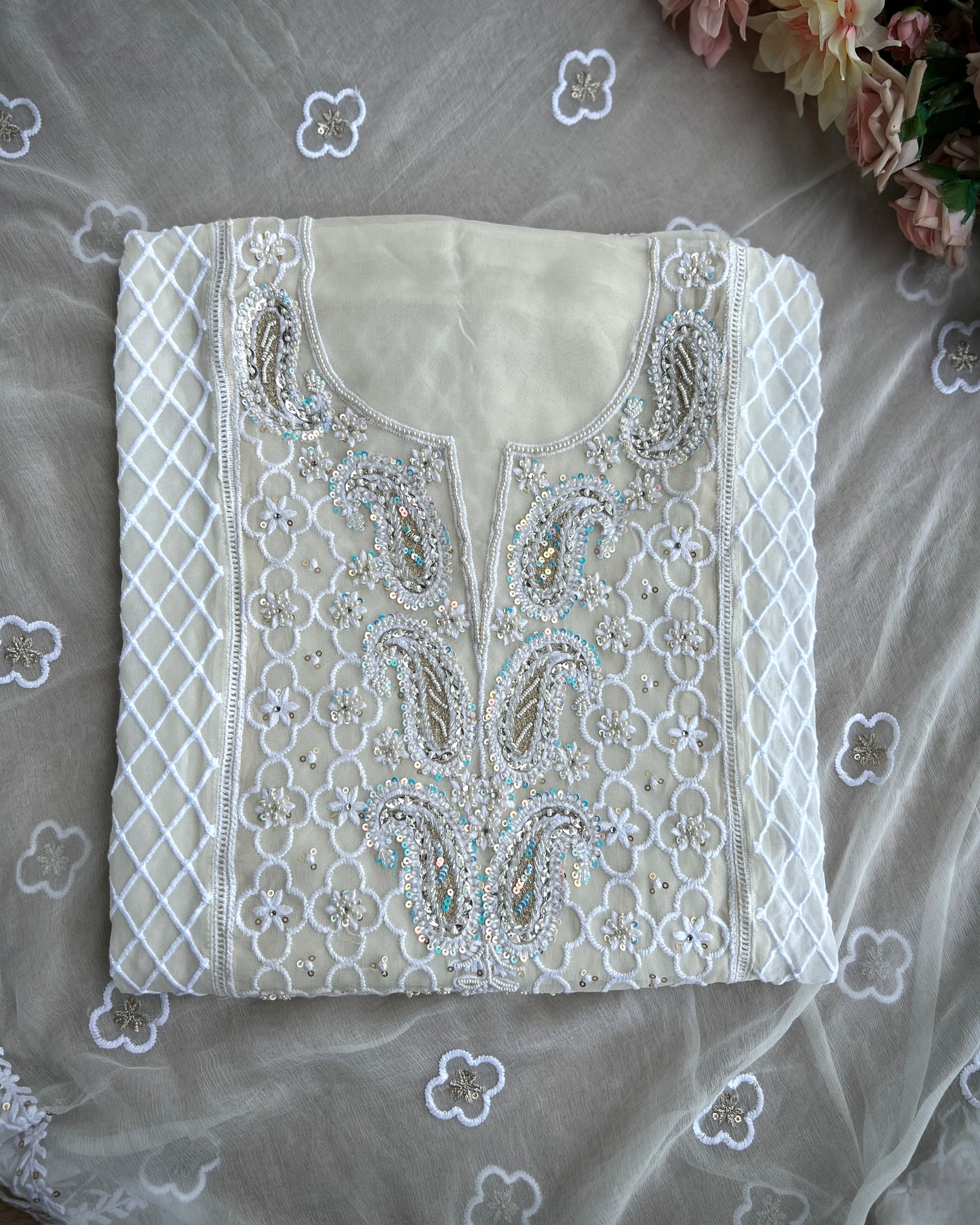 Exclusive Georgette Chikankari Salwar Suit with Intricate Handwork & Pure Dupatta