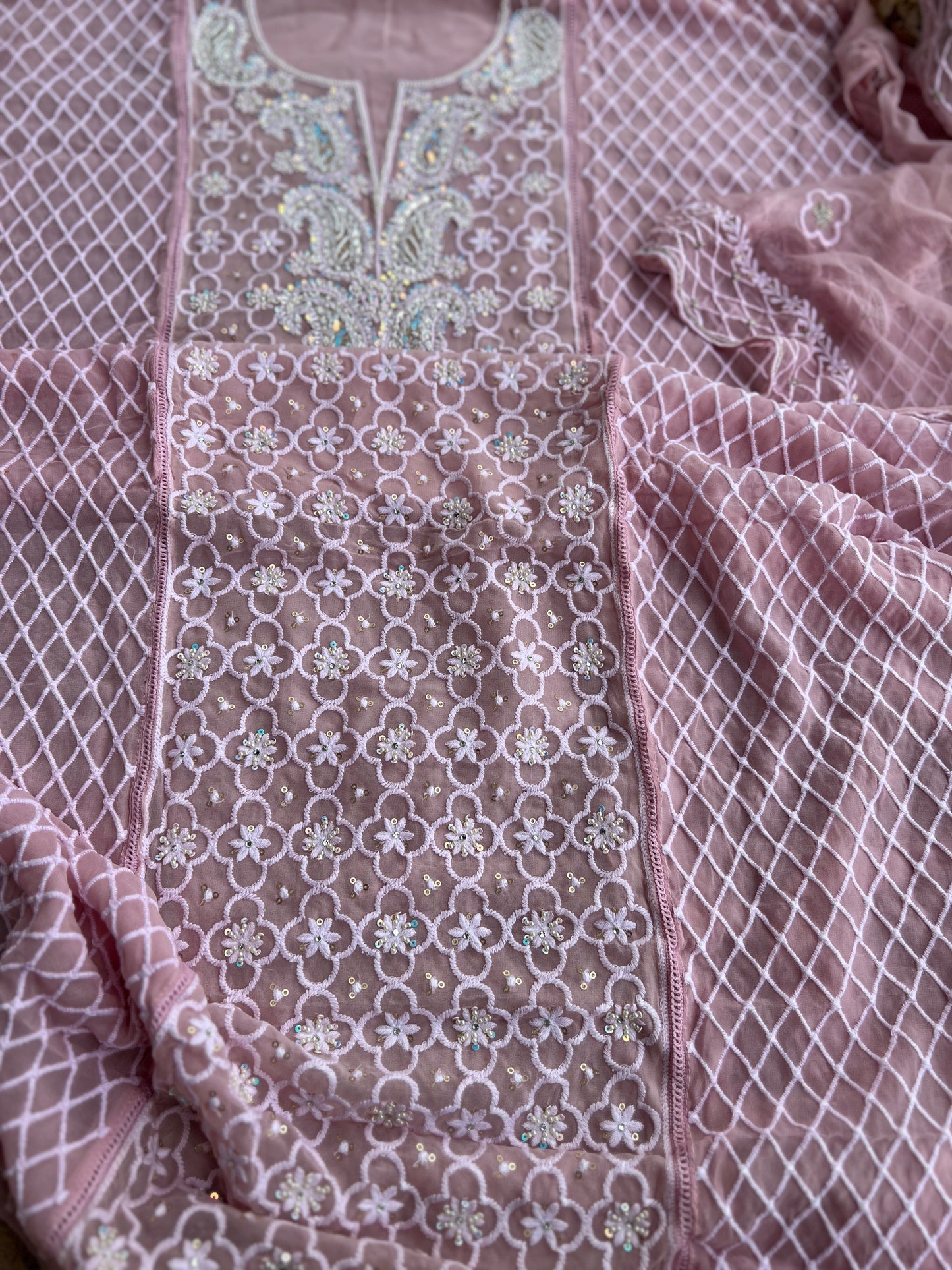 Exclusive Georgette Chikankari Salwar Suit with Intricate Handwork & Pure Dupatta