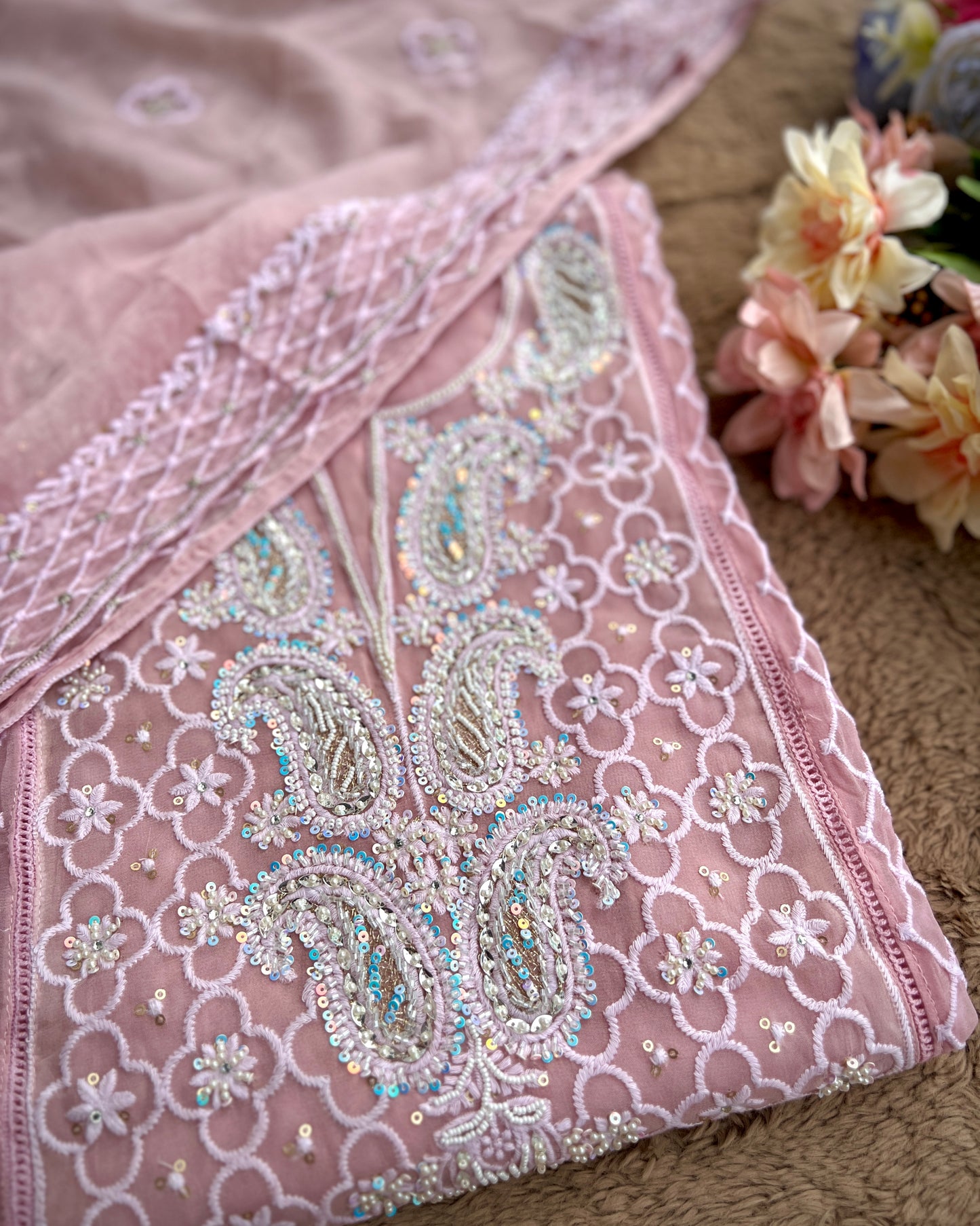 Exclusive Georgette Chikankari Salwar Suit with Intricate Handwork & Pure Dupatta
