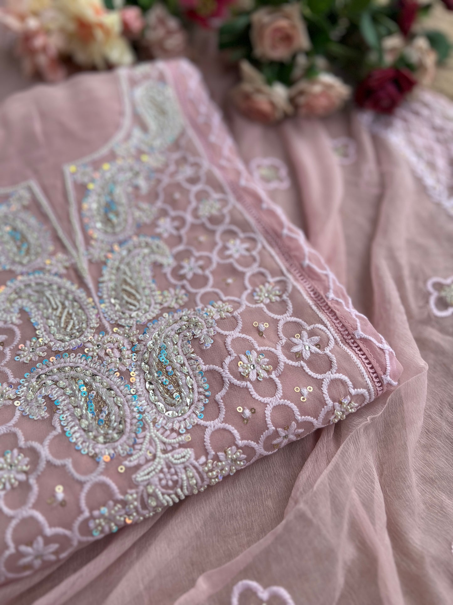 Exclusive Georgette Chikankari Salwar Suit with Intricate Handwork & Pure Dupatta