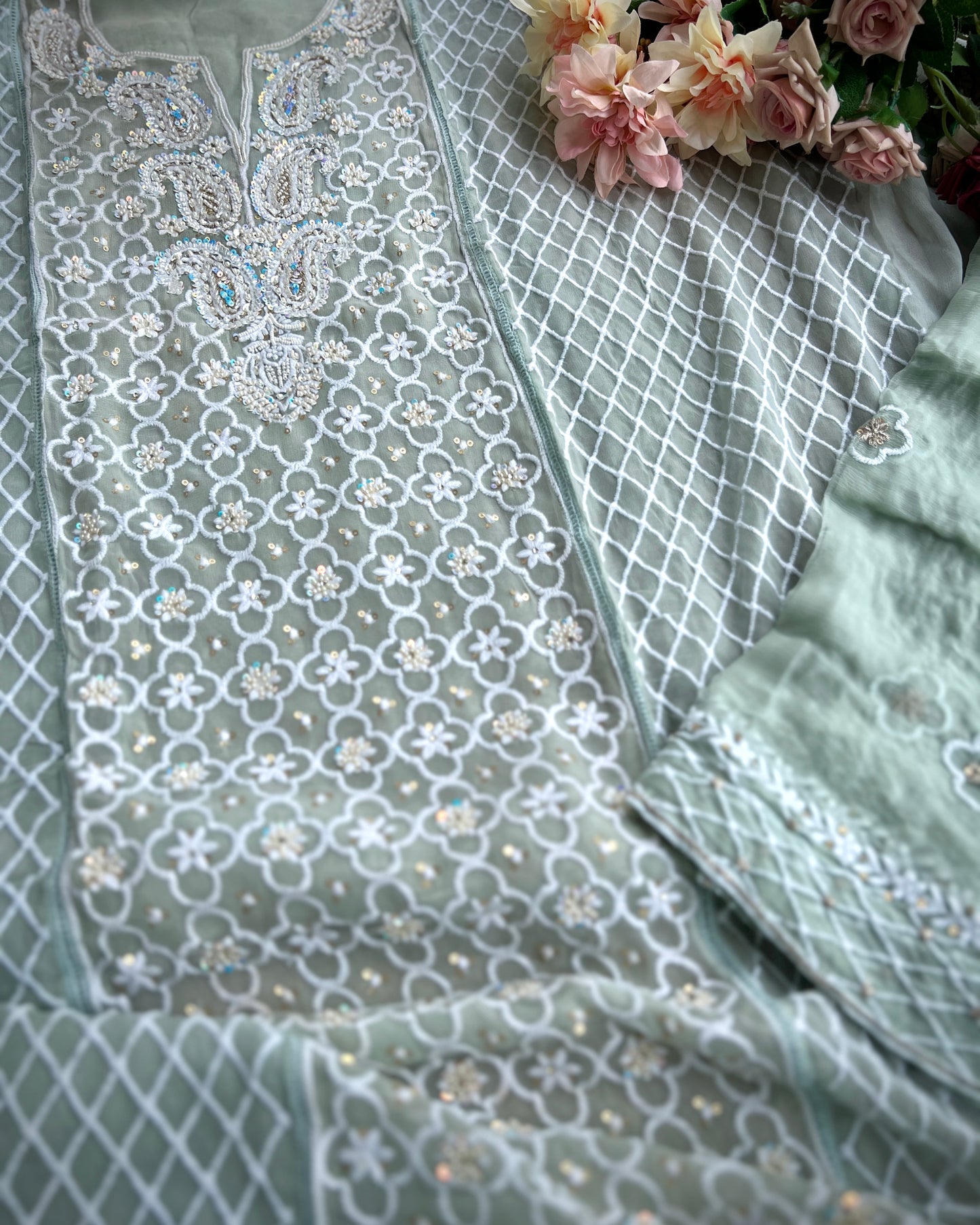 Exclusive Georgette Chikankari Salwar Suit with Intricate Handwork & Pure Dupatta