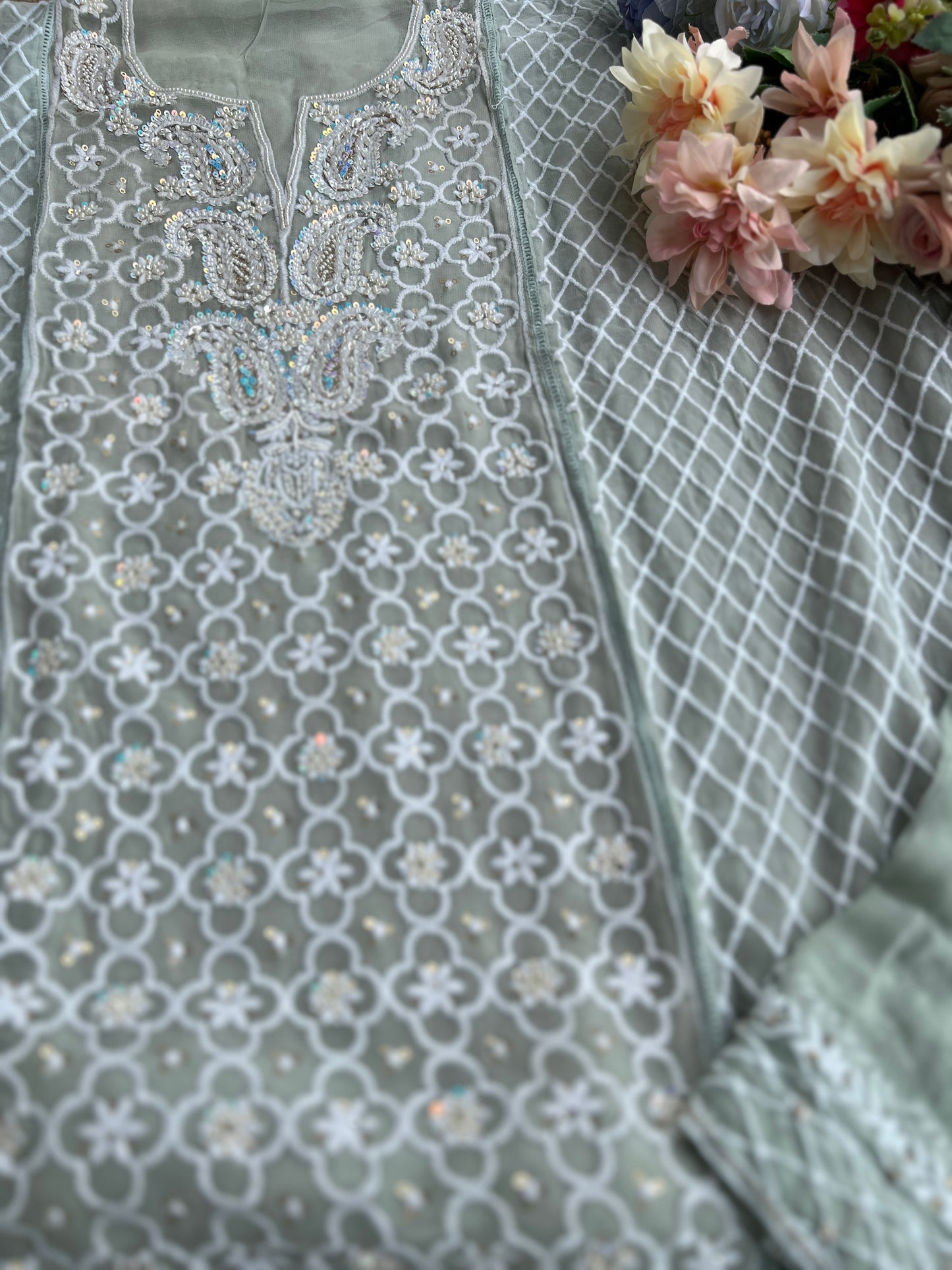 Exclusive Georgette Chikankari Salwar Suit with Intricate Handwork & Pure Dupatta