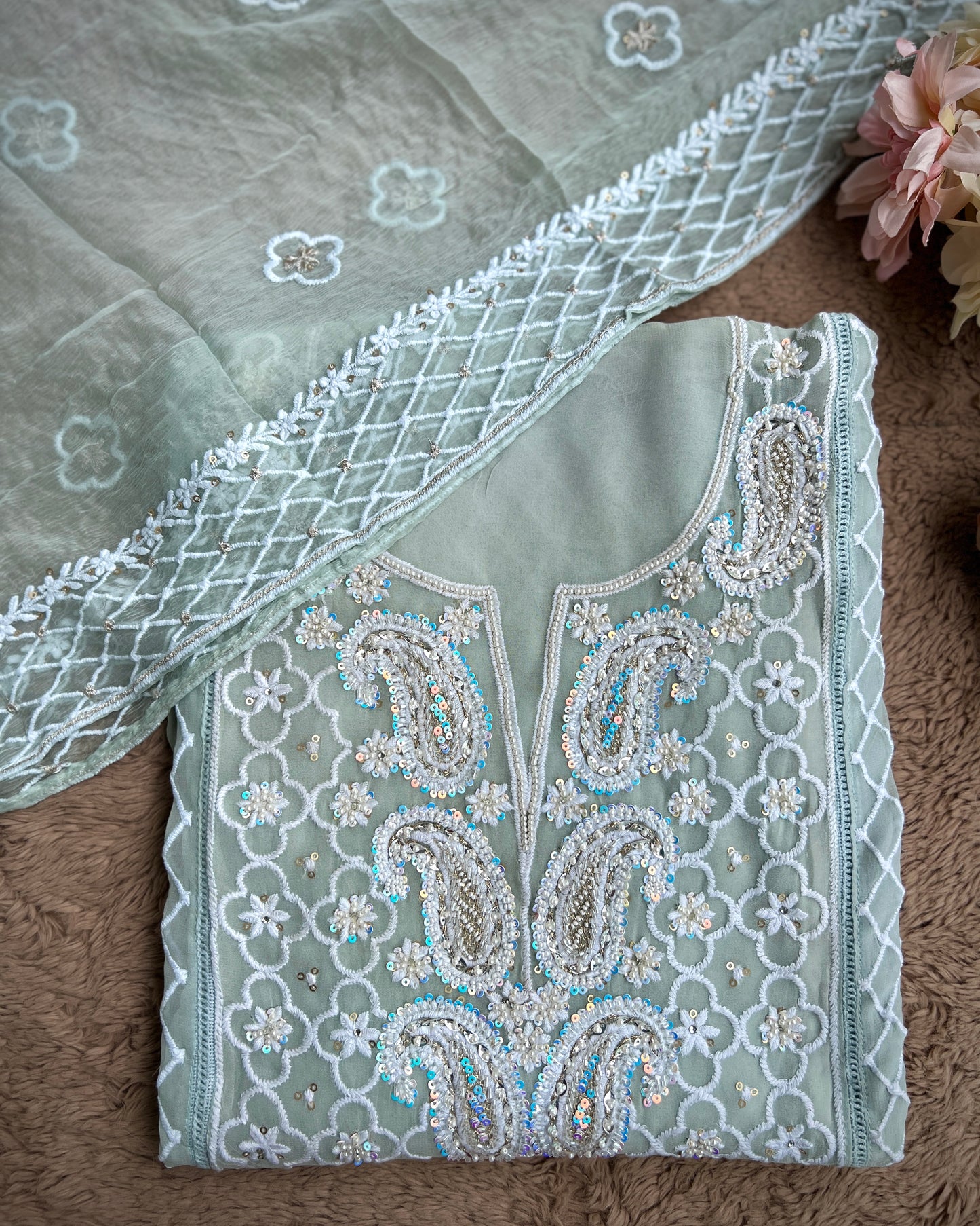 Exclusive Georgette Chikankari Salwar Suit with Intricate Handwork & Pure Dupatta