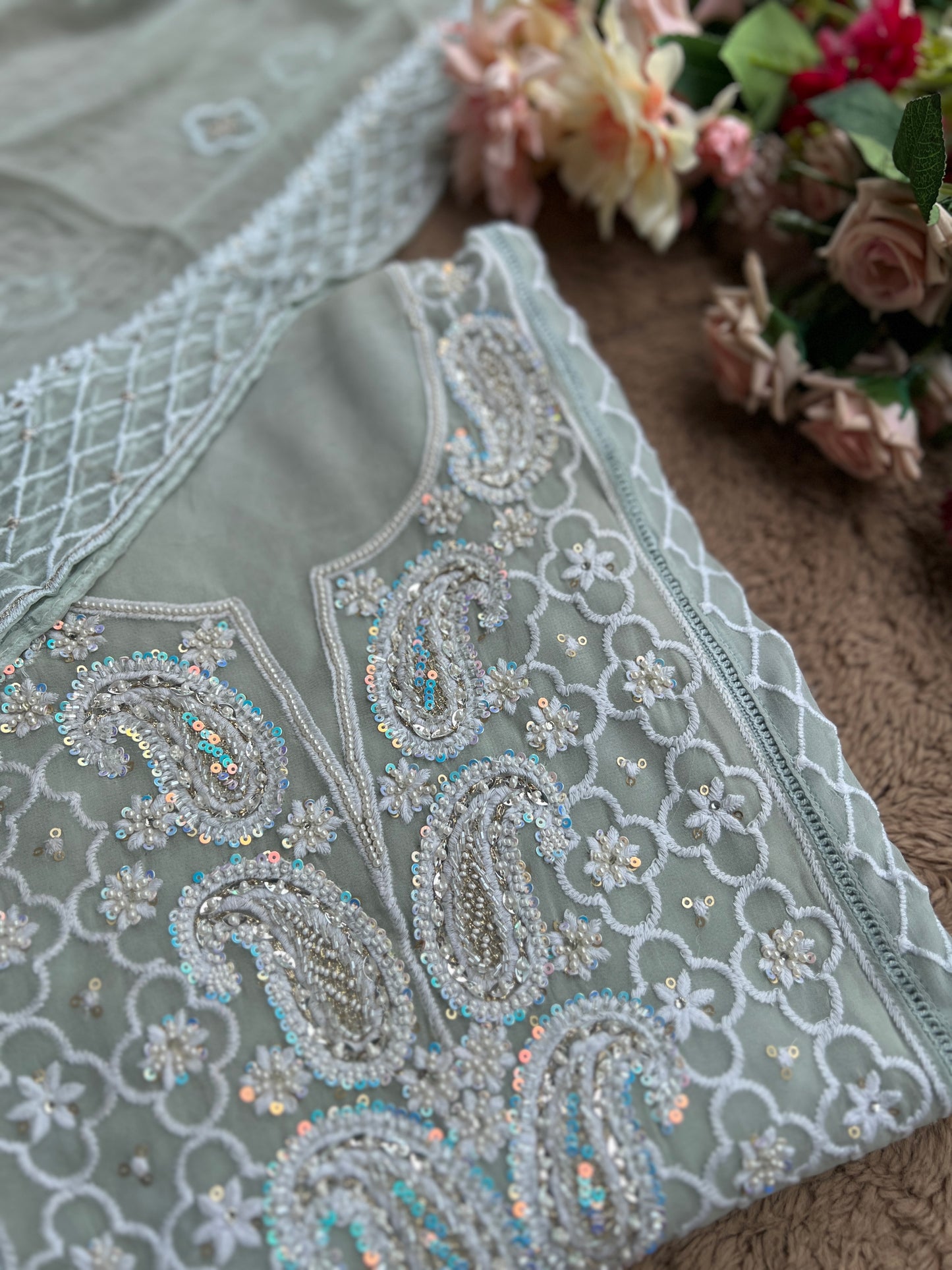Exclusive Georgette Chikankari Salwar Suit with Intricate Handwork & Pure Dupatta