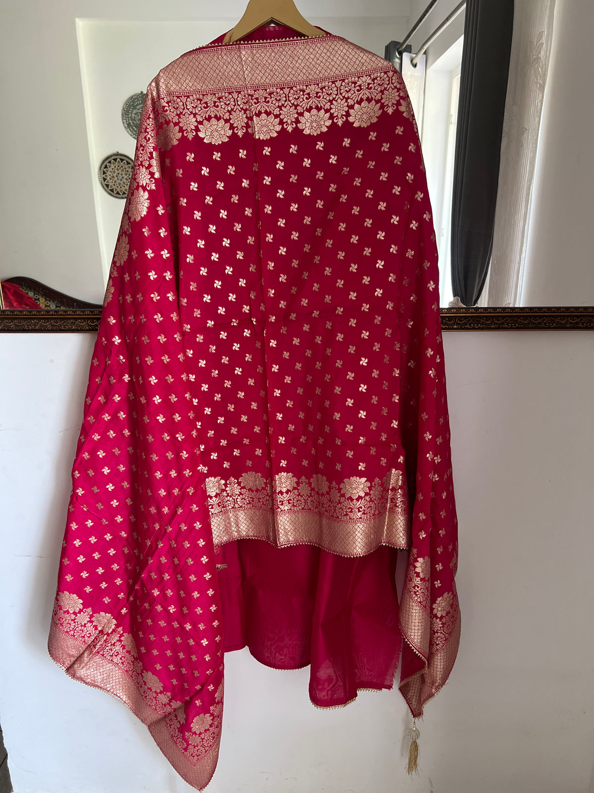 Fuchsia Chanderi Silk Suit with Banarasi Dupatta