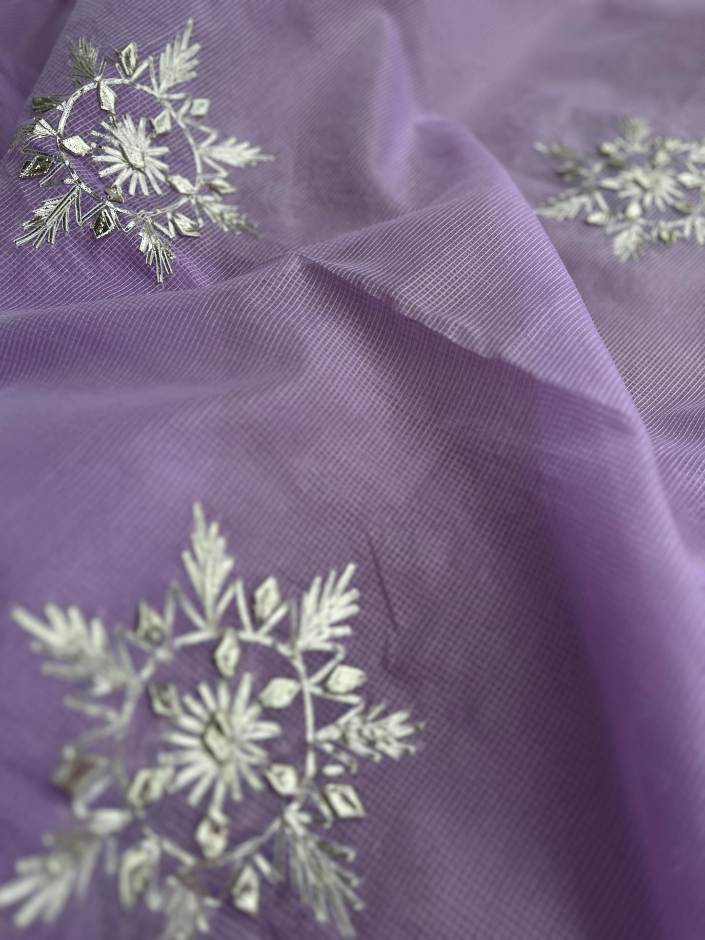 Lilac Kota Gota Doriya Unstitched Salwar Suit with Stunning Gota Phool Dupatta