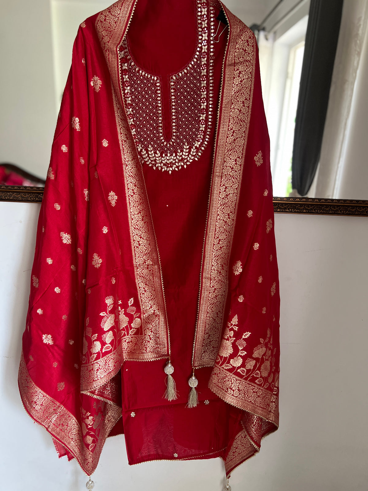 Elegant Red Chanderi Suit