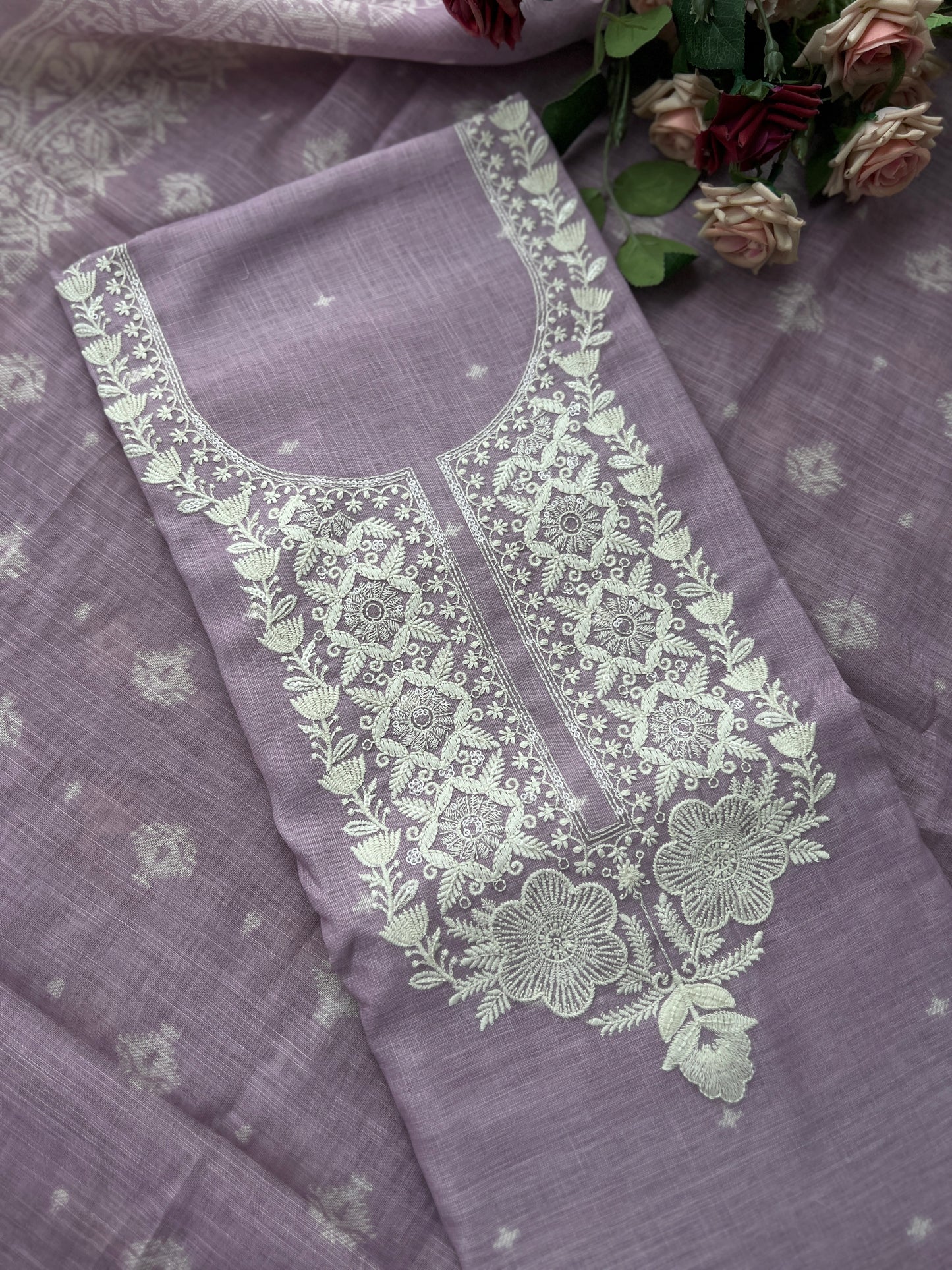 Soft-Toned Linen Sets with Intricate Thread Work