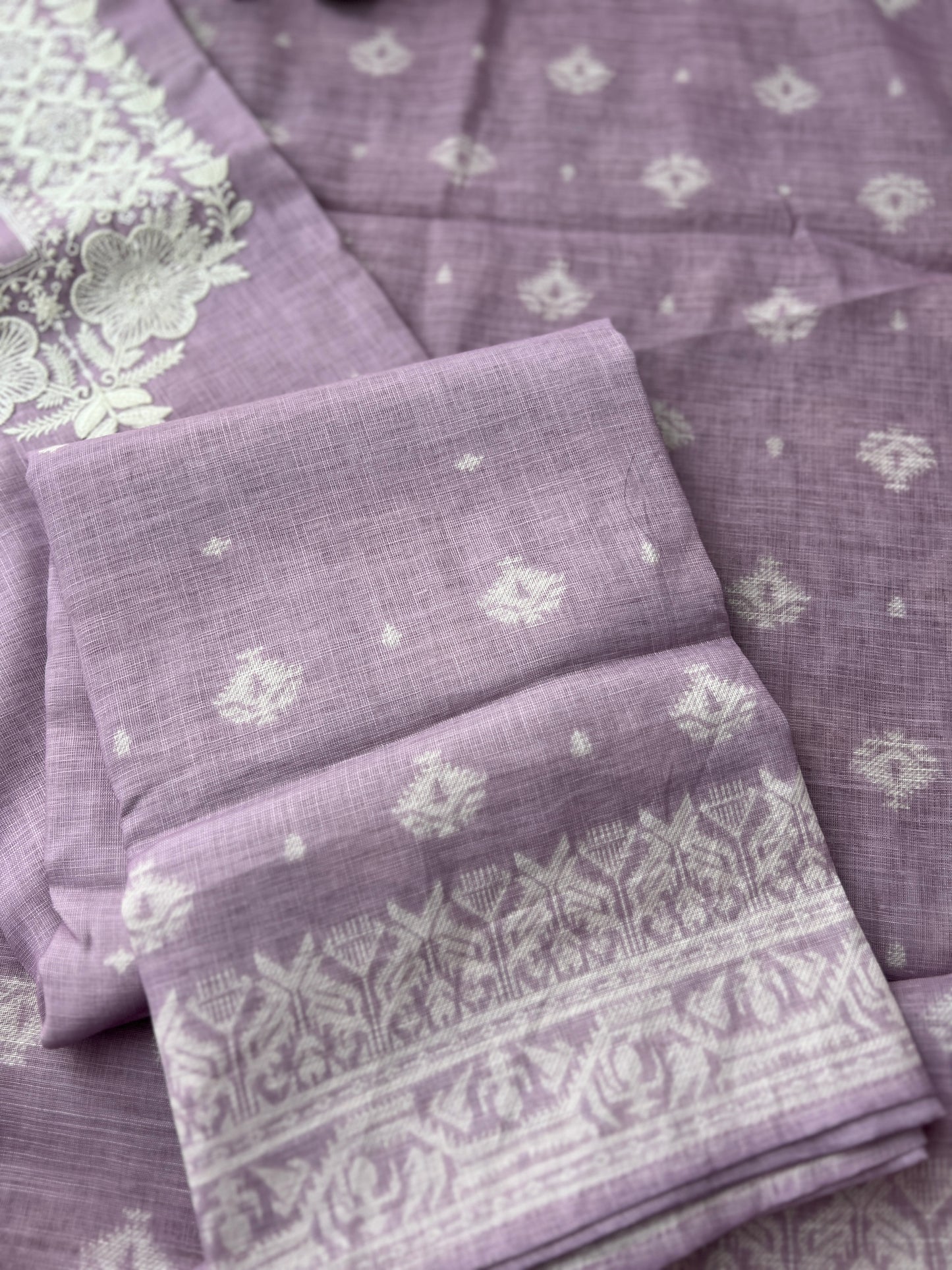 Soft-Toned Linen Sets with Intricate Thread Work